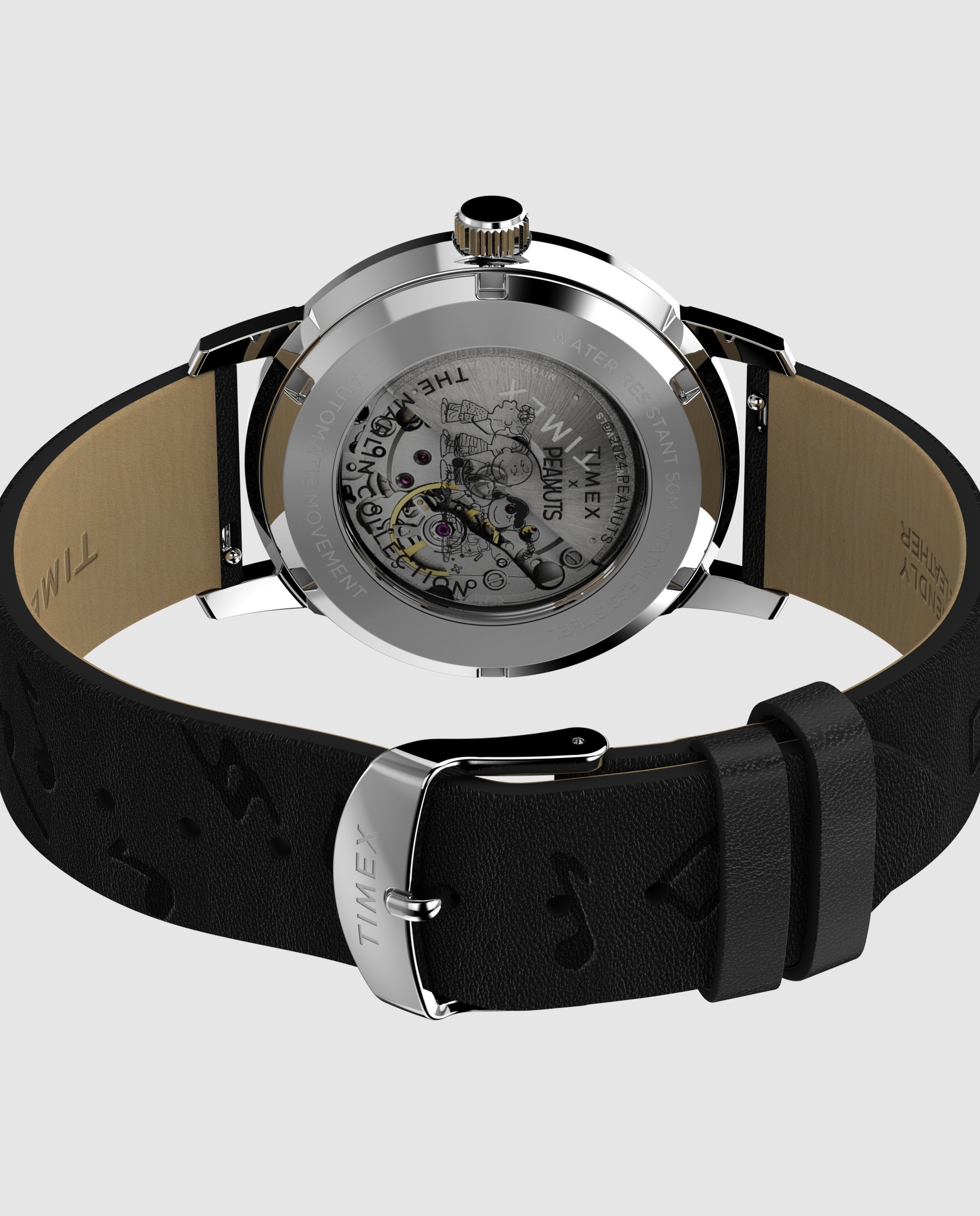 Reloj de hombre peanuts tw2w68800 automático de piel sintética y correa negra - Timex - Negro Negro-3