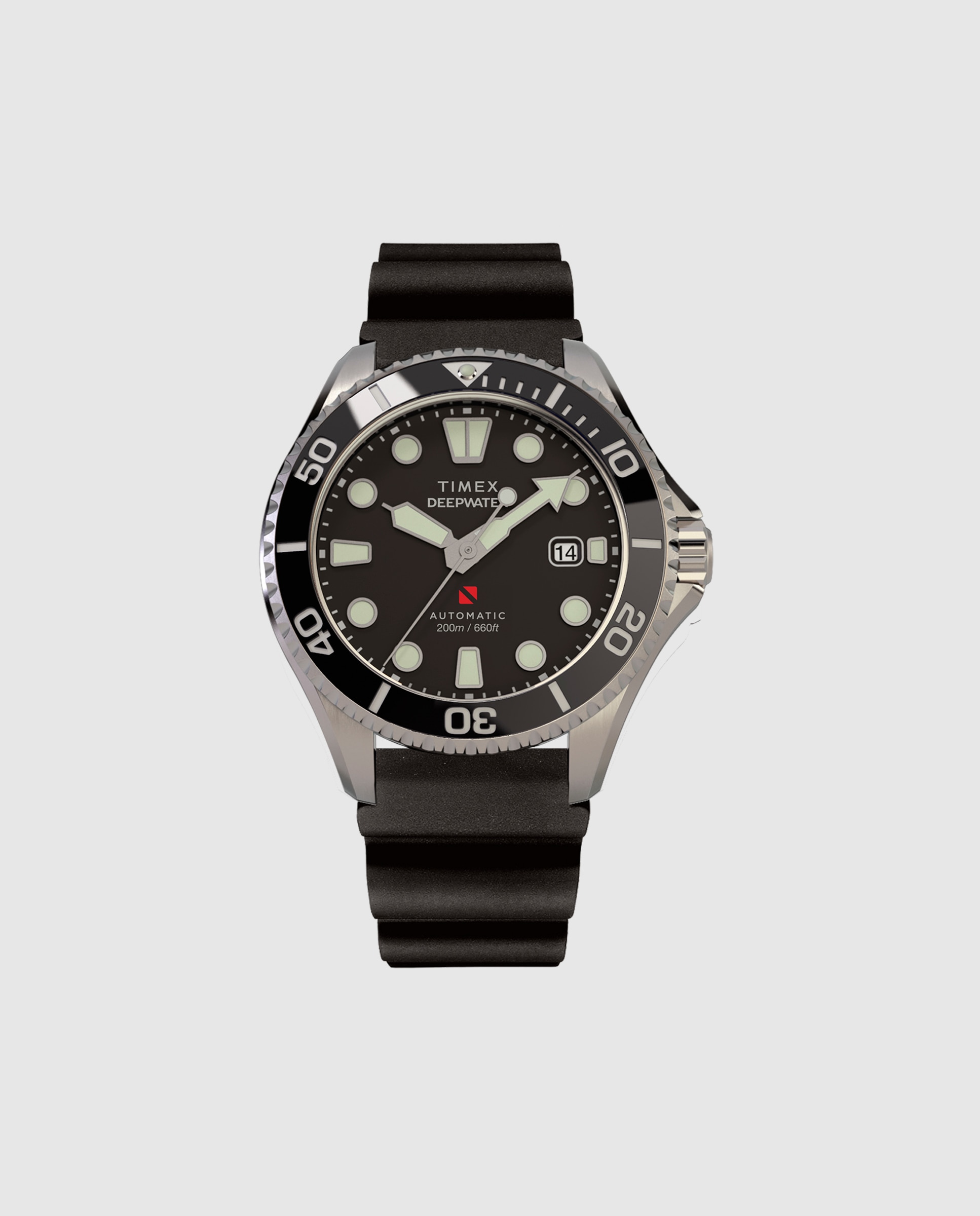 Reloj de hombre deep water tw2y40000 automático de caucho y correa negra