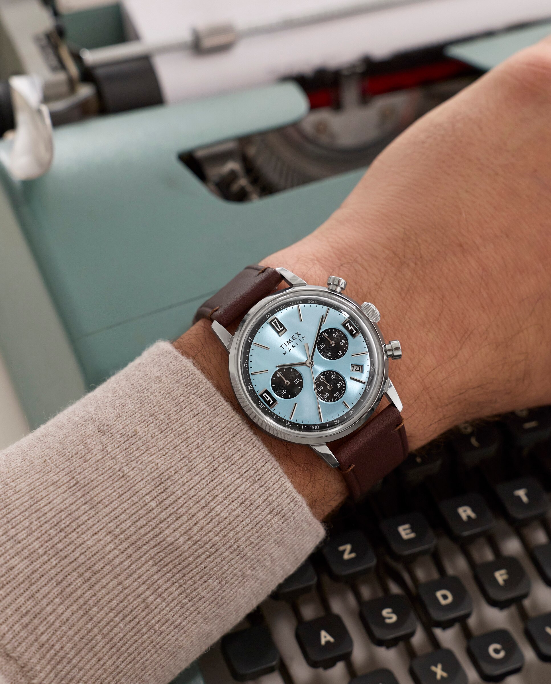 Reloj de hombre marlin tw2y66600 de piel sintética y correa - Timex - Marrón Marrón-2