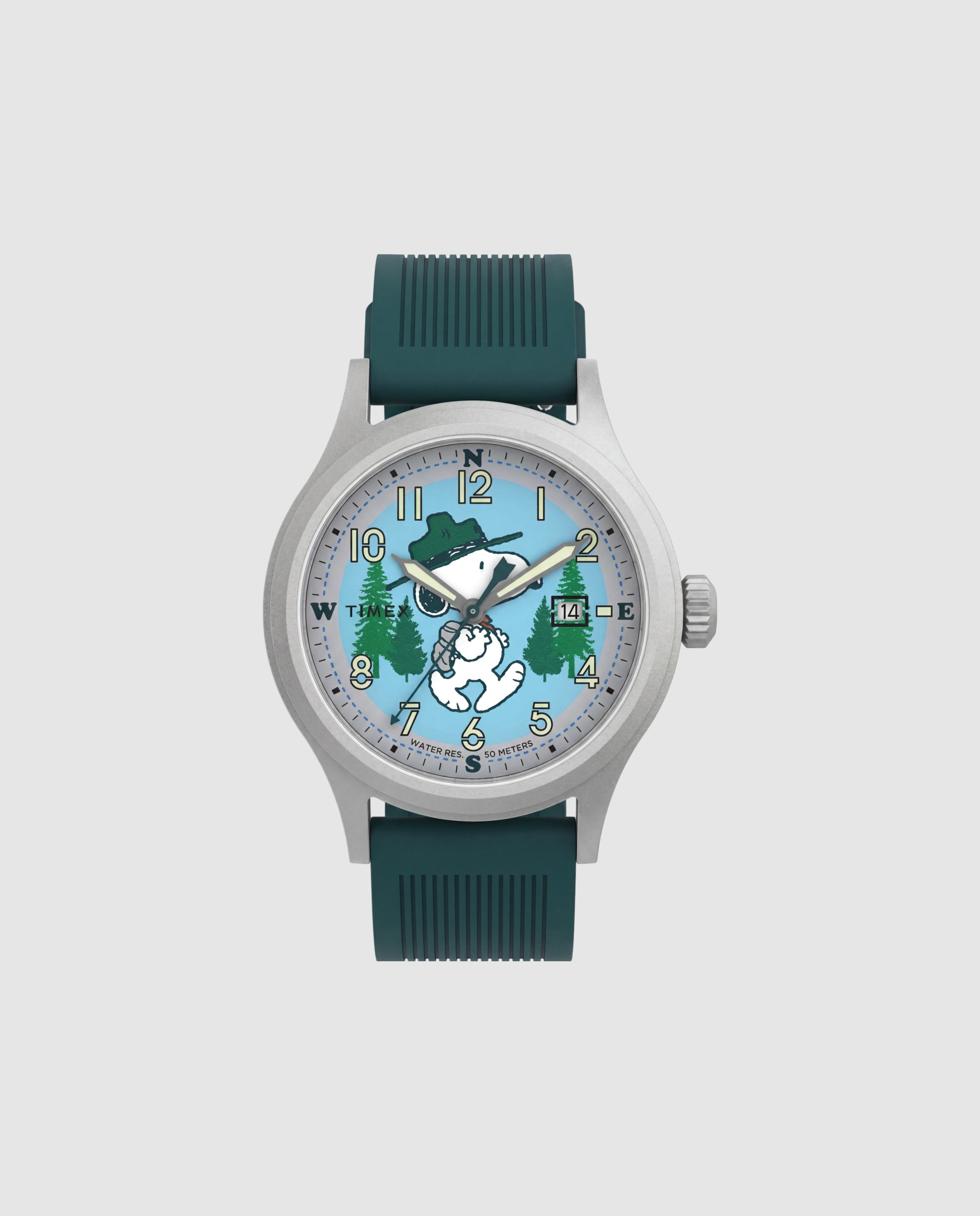 Imagen 0 de Reloj de hombre peanuts tw2y84800 de silicona y correa verde Verde