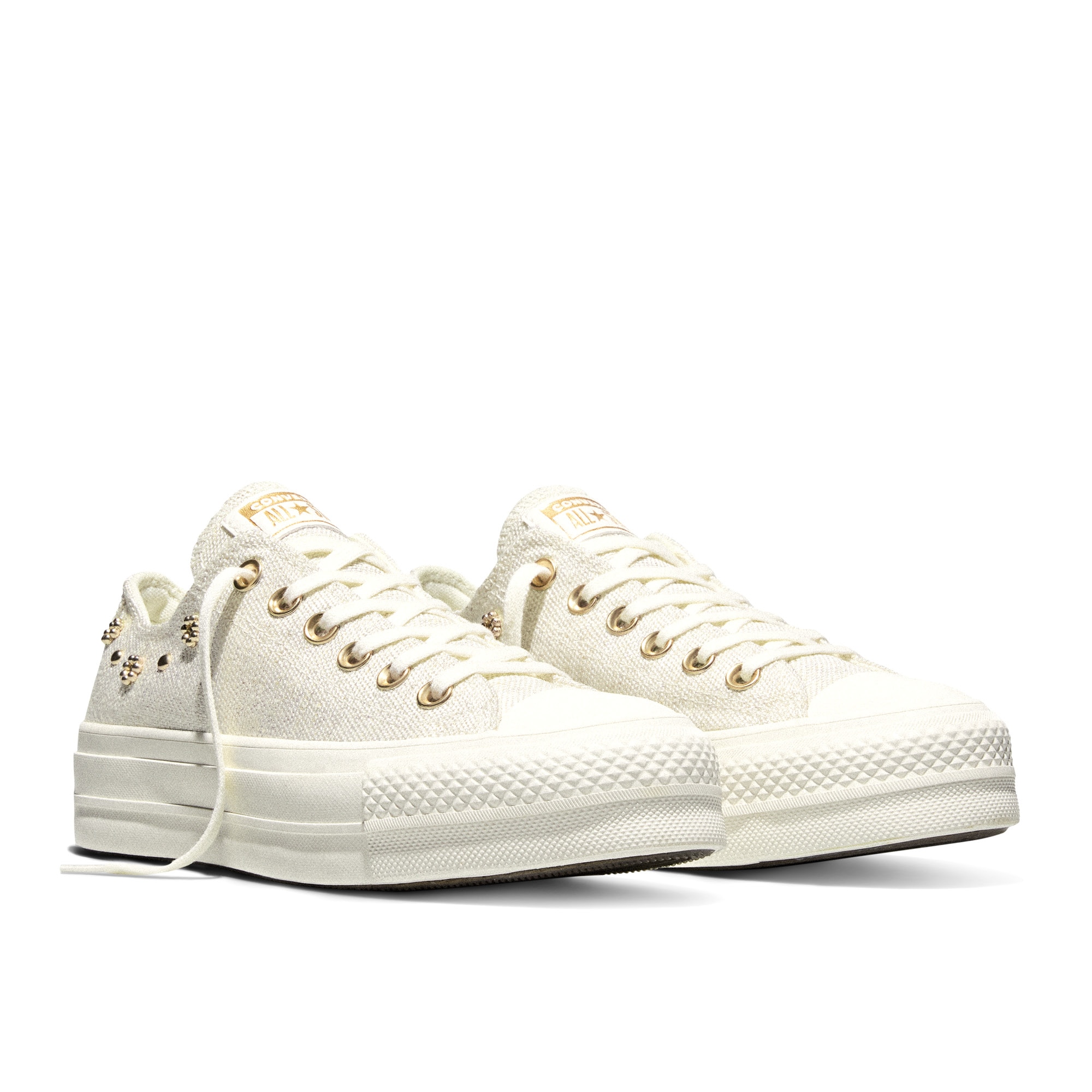 Zapatillas casual de mujer Chuck Taylor All Star Lift Shiny Heathered Canvas Studs Converse - Blanco roto Blanco roto-2