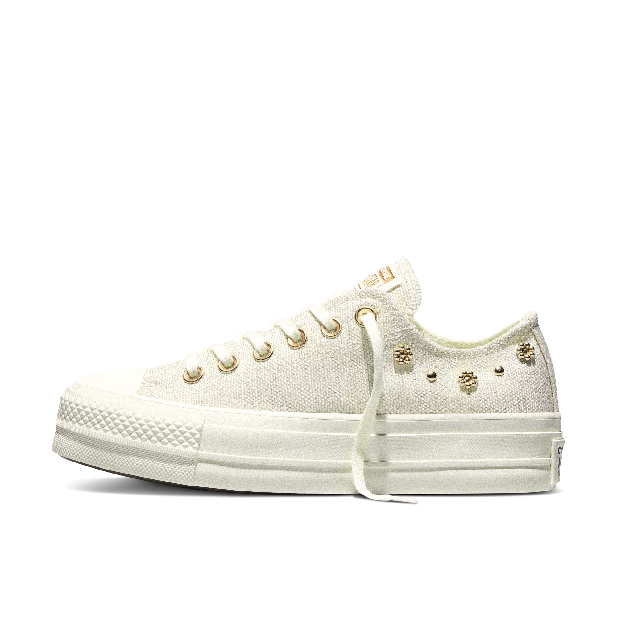 Zapatillas casual de mujer Chuck Taylor All Star Lift Shiny Heathered Canvas Studs Converse - Blanco roto Blanco roto-3