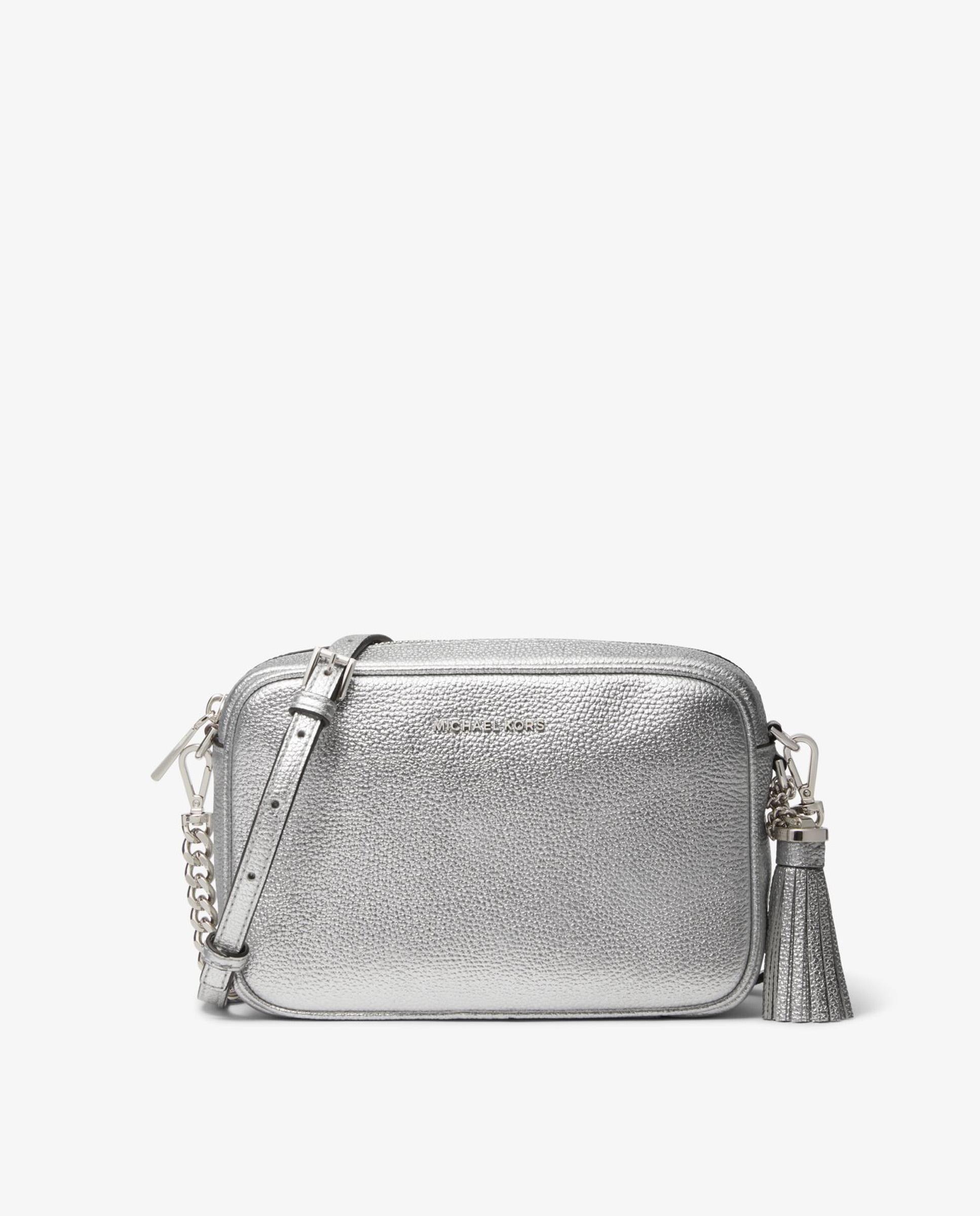 Bandolera de mujer jet set mediana de piel granulada metalizada - Michael Michael Kors - Plata Plata-1