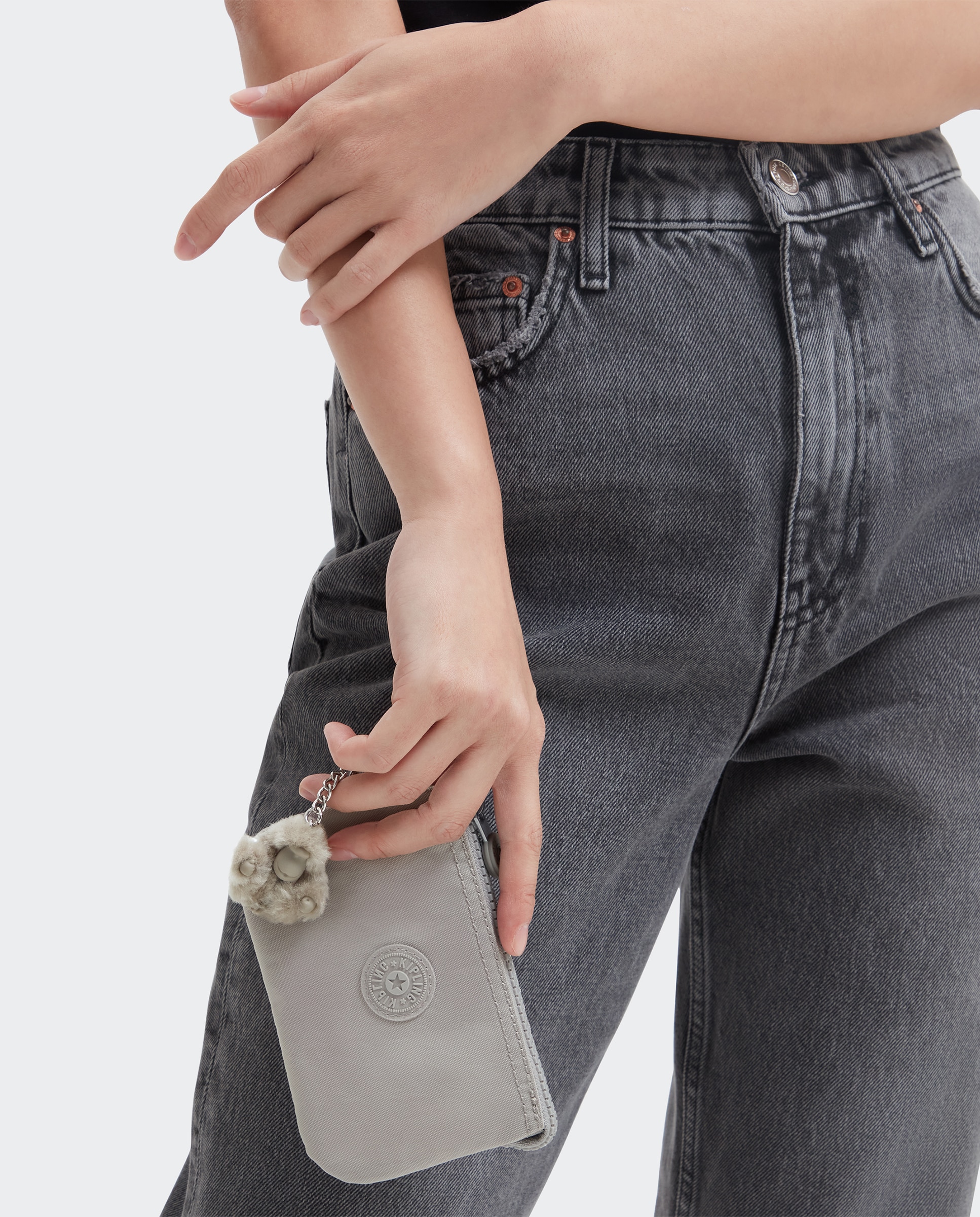 Monedero de mujer pequeño multiusos con cremallera y llavero - Kipling - Humo Humo-2