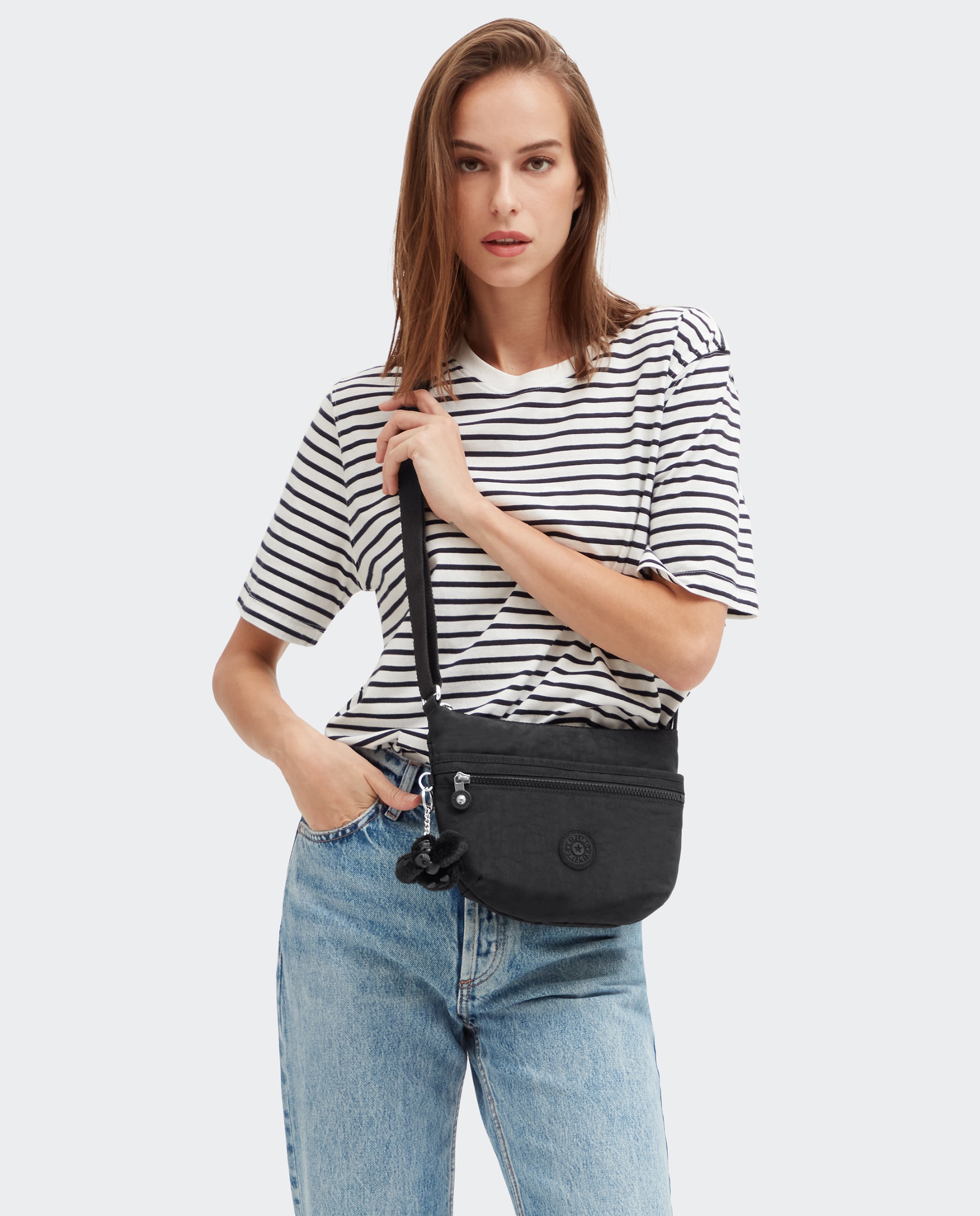 Bandolera de mujer pequeña con cremallera y correa ajustable - Kipling - Negro Negro-2