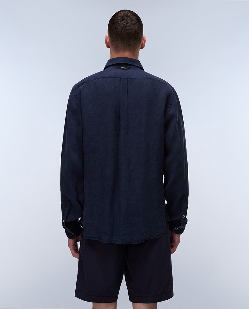 Imagen 2 de Camisa de lino de hombre linen ls de corte regular y manga larga - Napapijri - Azul marino Azul marino