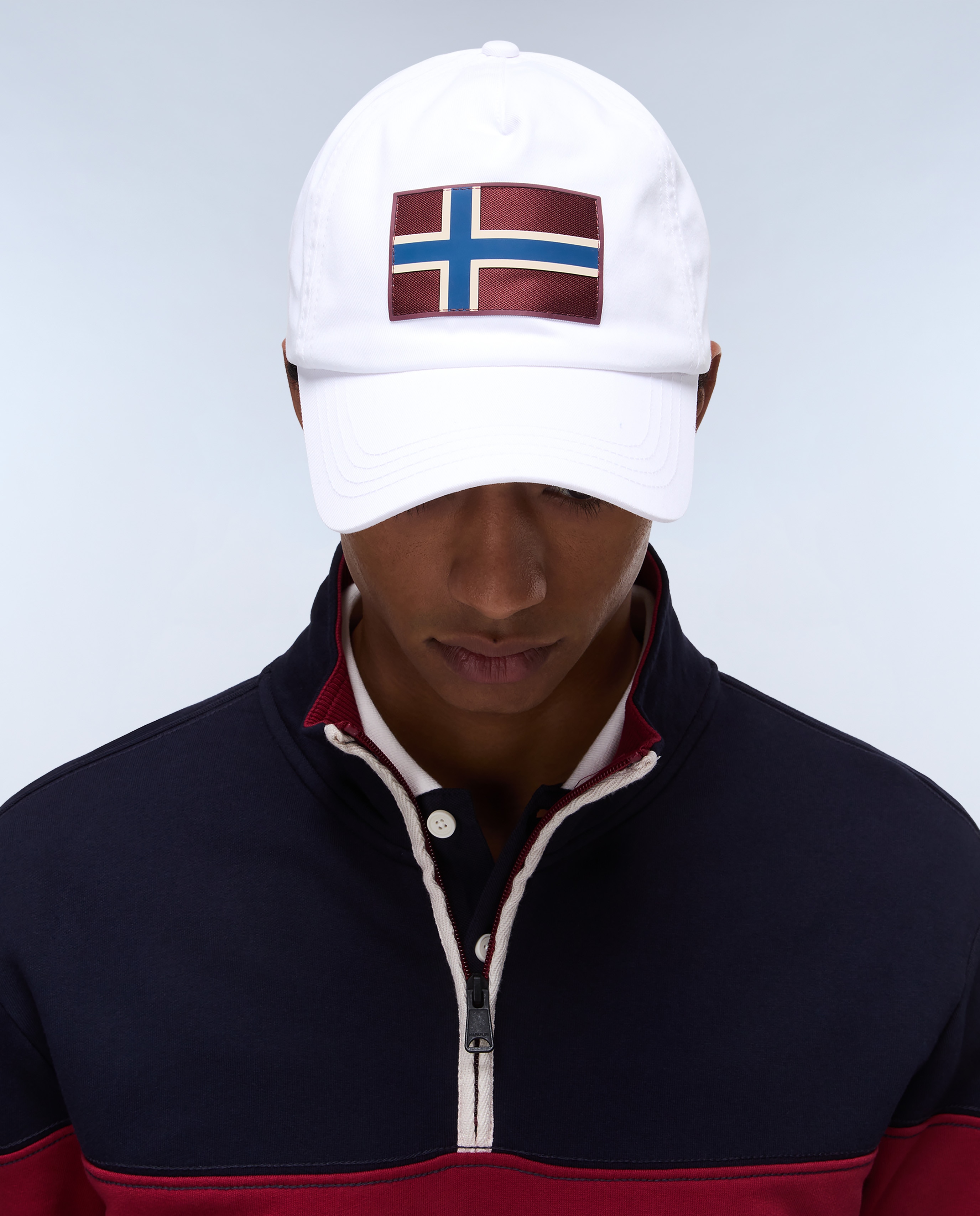 Gorra de hombre napapijri de algodón con parche frontal - Blanco Blanco-1