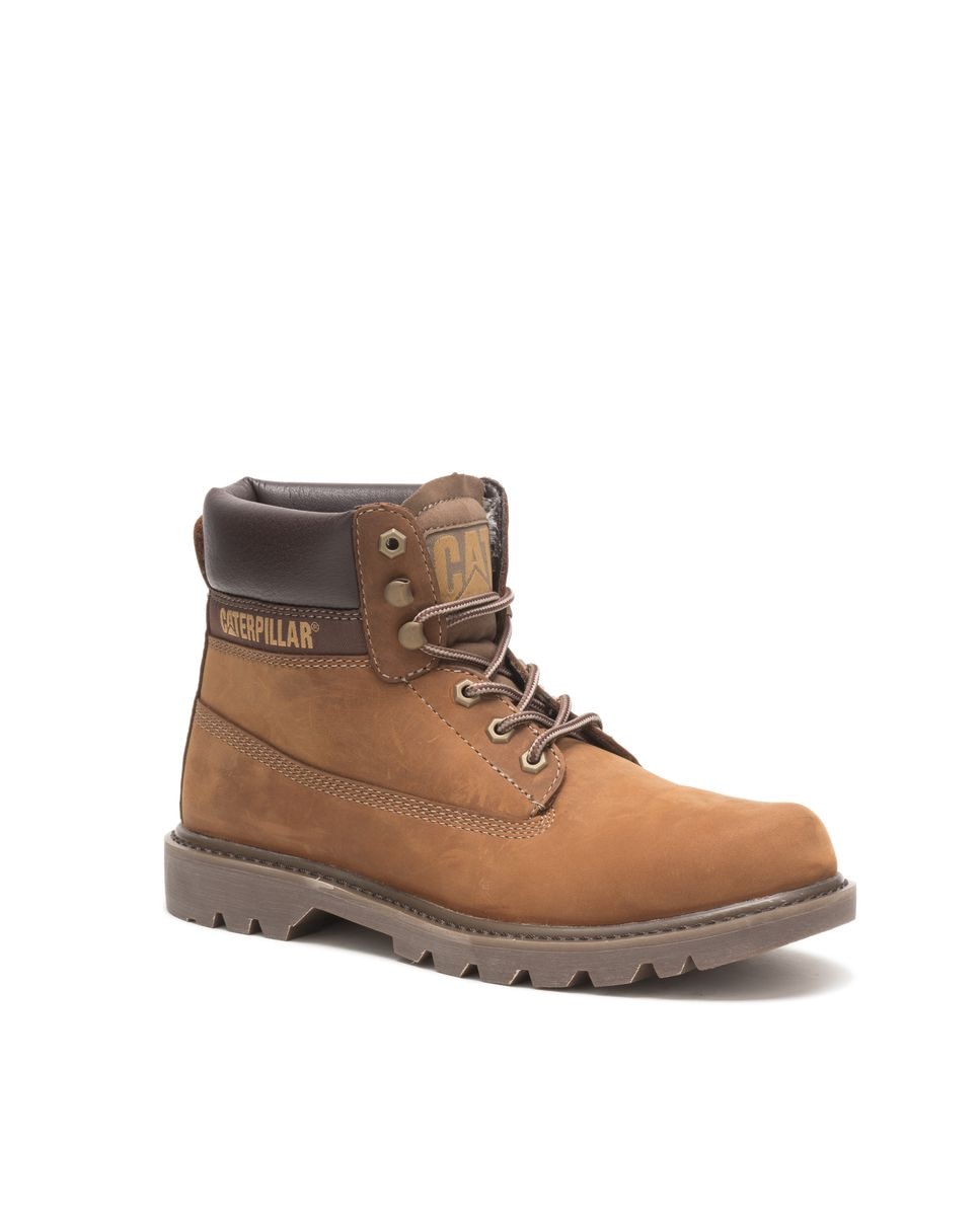 Bota caterpillar de adulto en piel con cordones Marrón claro Marrón claro-3