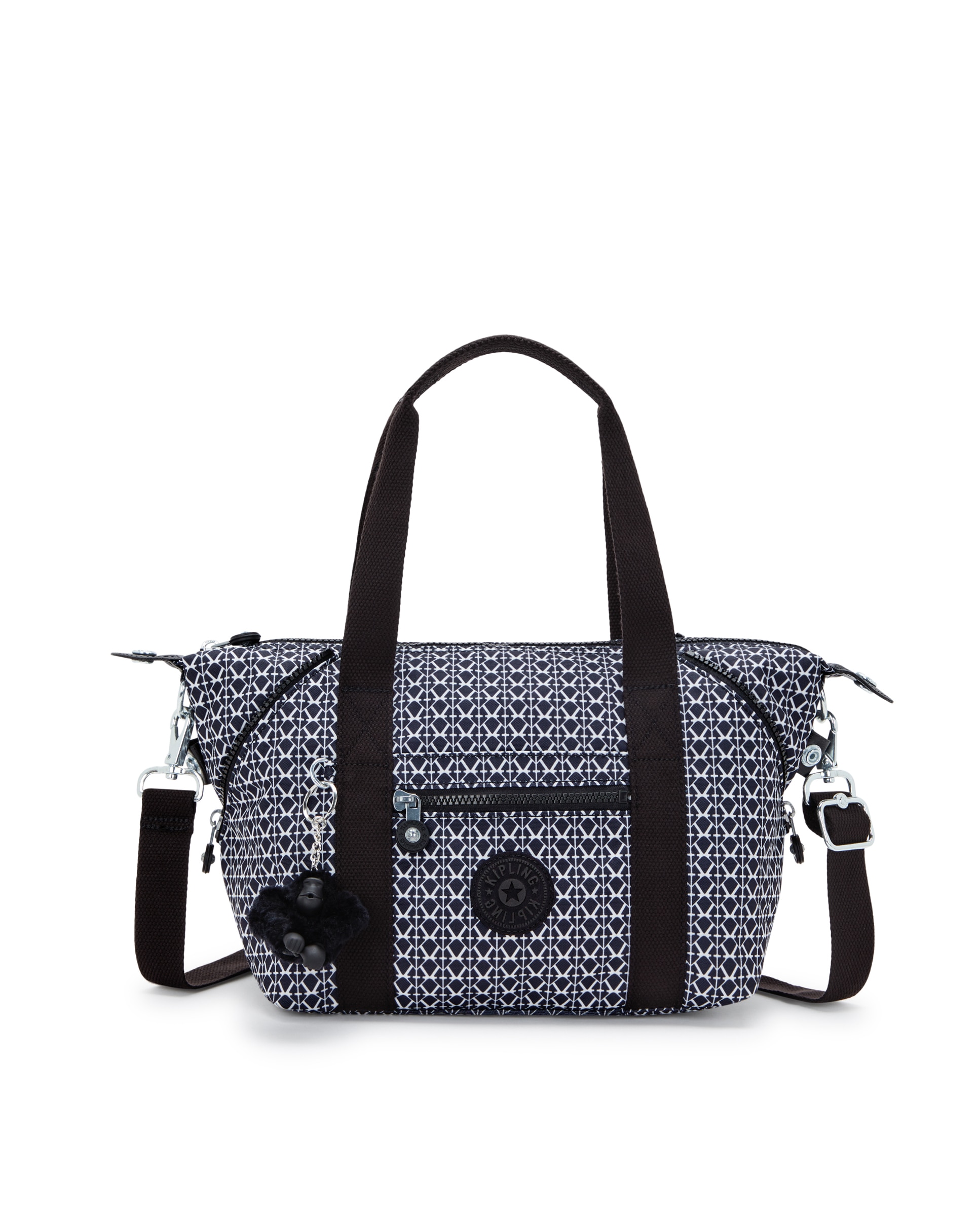 Bolso de hombro multiposición pequeño Art Mini en negro estampado - Kipling - Negro / Blanco Negro / Blanco-1