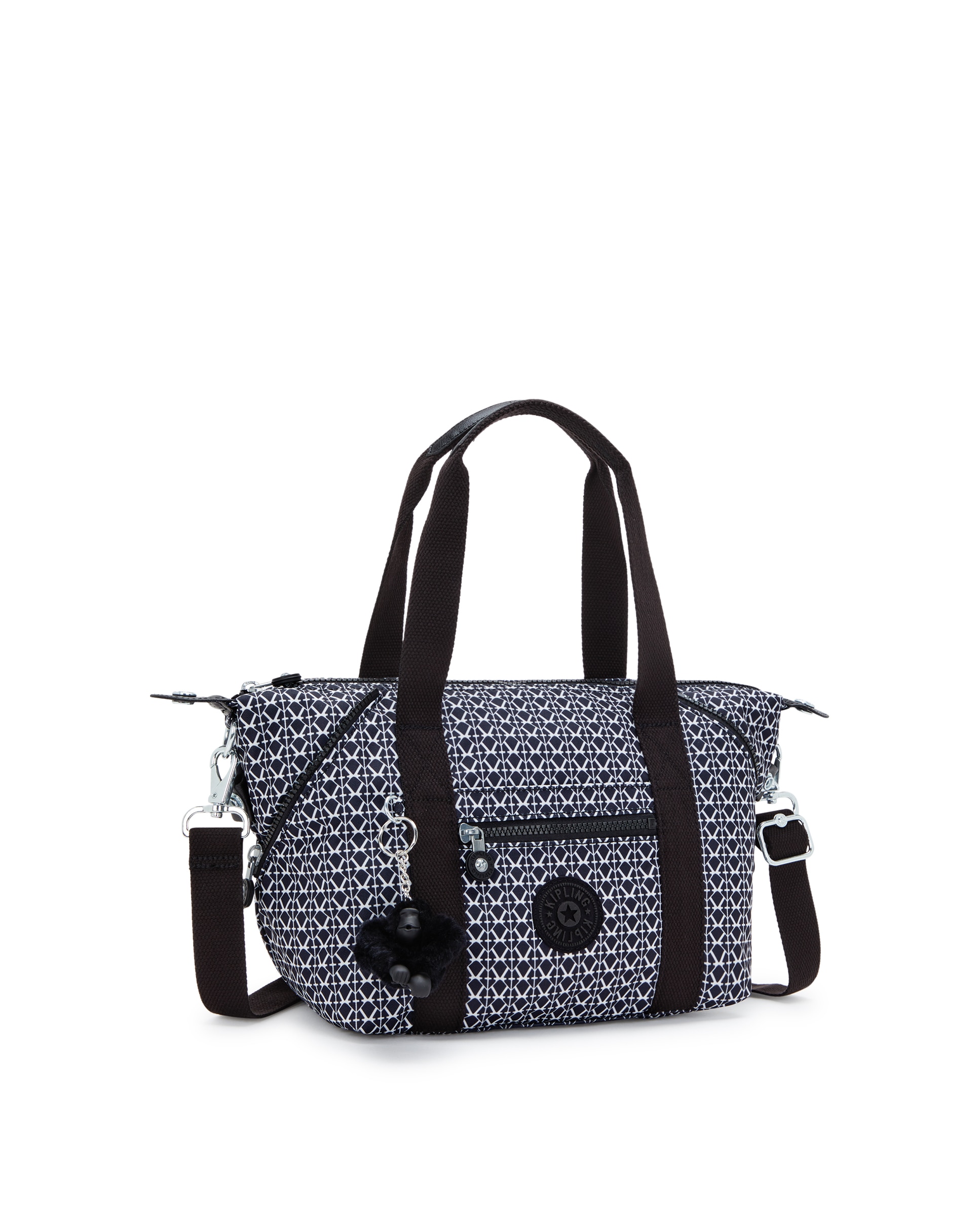 Bolso de hombro multiposición pequeño Art Mini en negro estampado - Kipling - Negro / Blanco Negro / Blanco-4