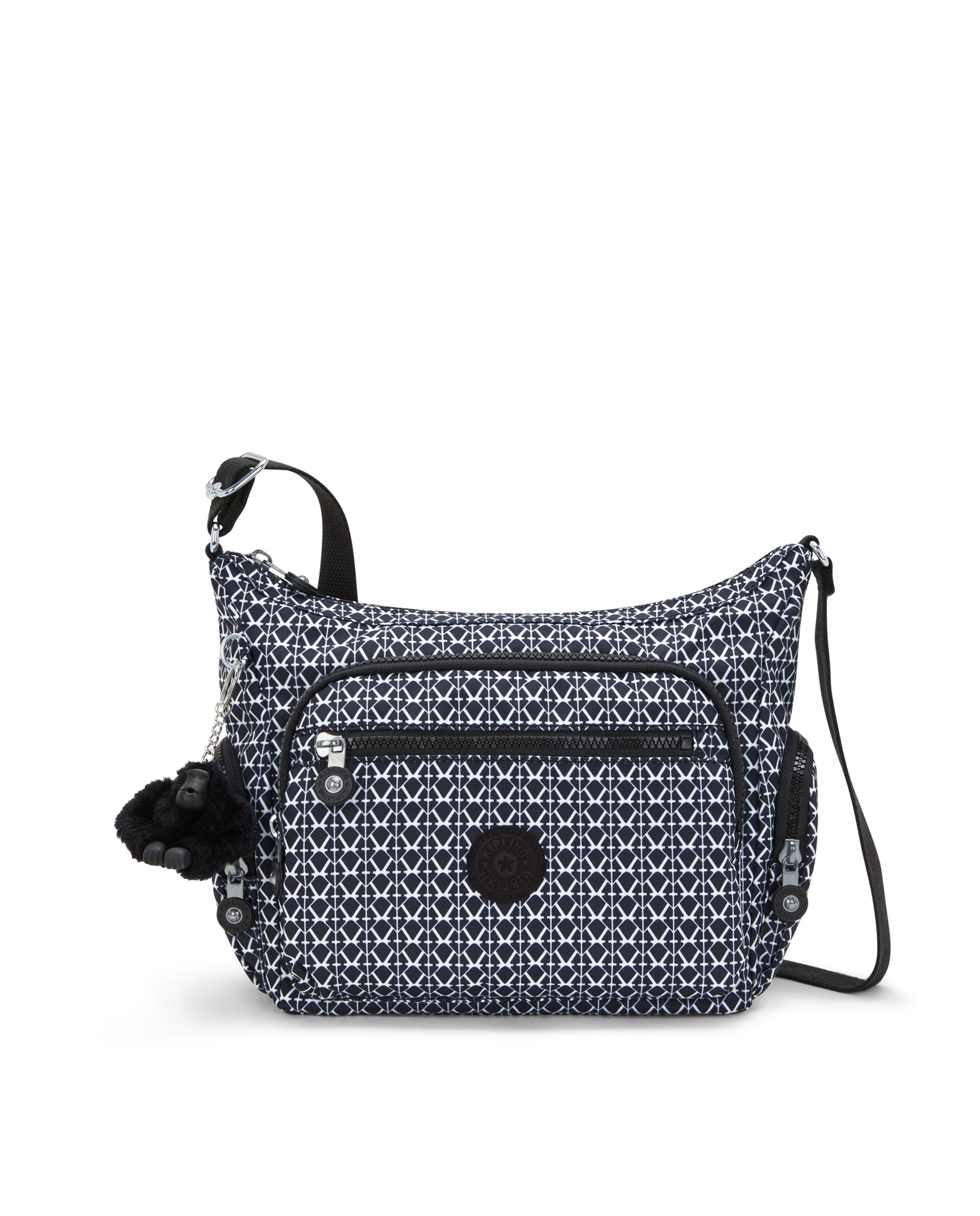 Bandolera de mujer pequeña Gabbie S con correa ajustable en negro estampado - Kipling - Negro / Blanco Negro / Blanco-1