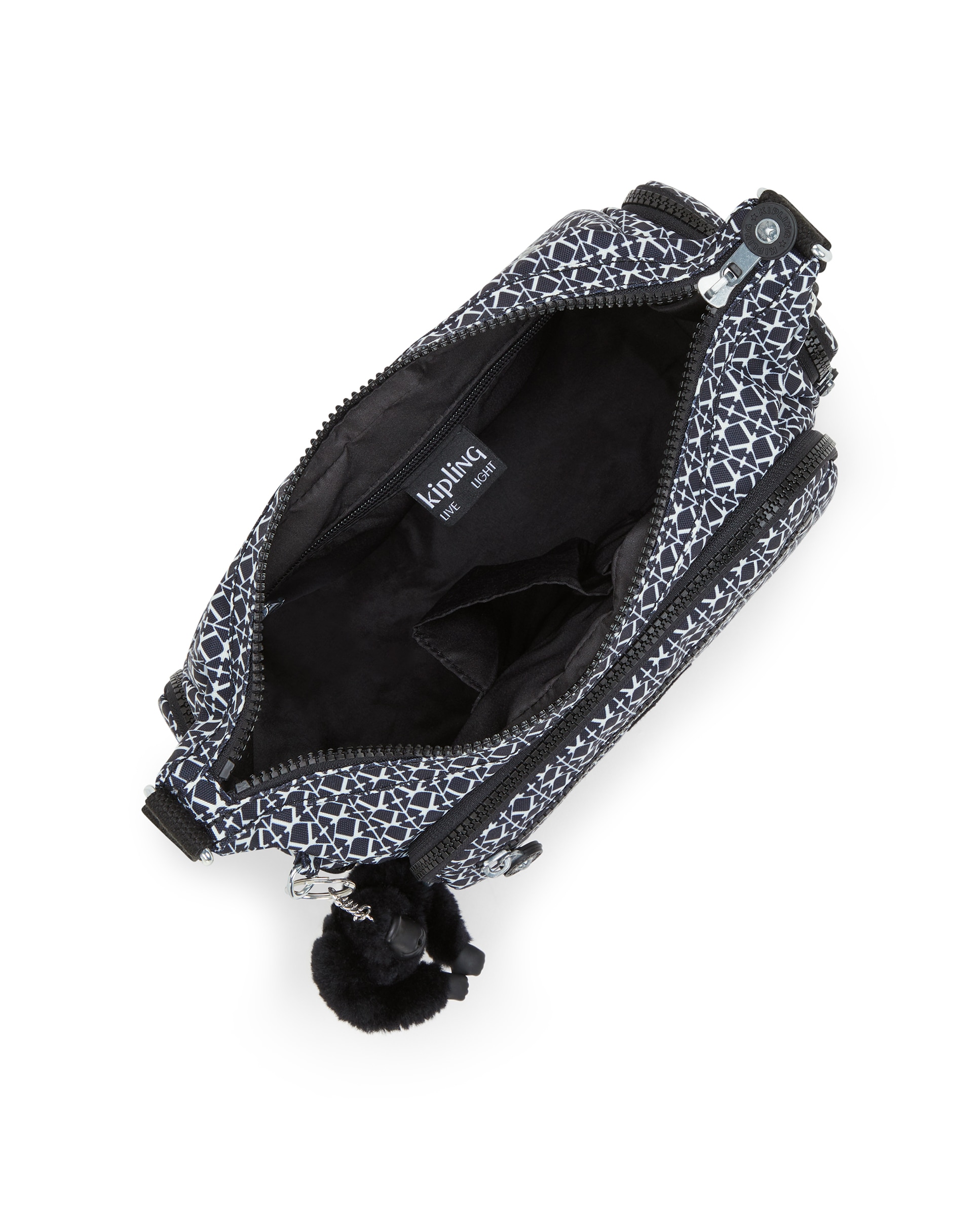 Bandolera de mujer pequeña Gabbie S con correa ajustable en negro estampado - Kipling - Negro / Blanco Negro / Blanco-2
