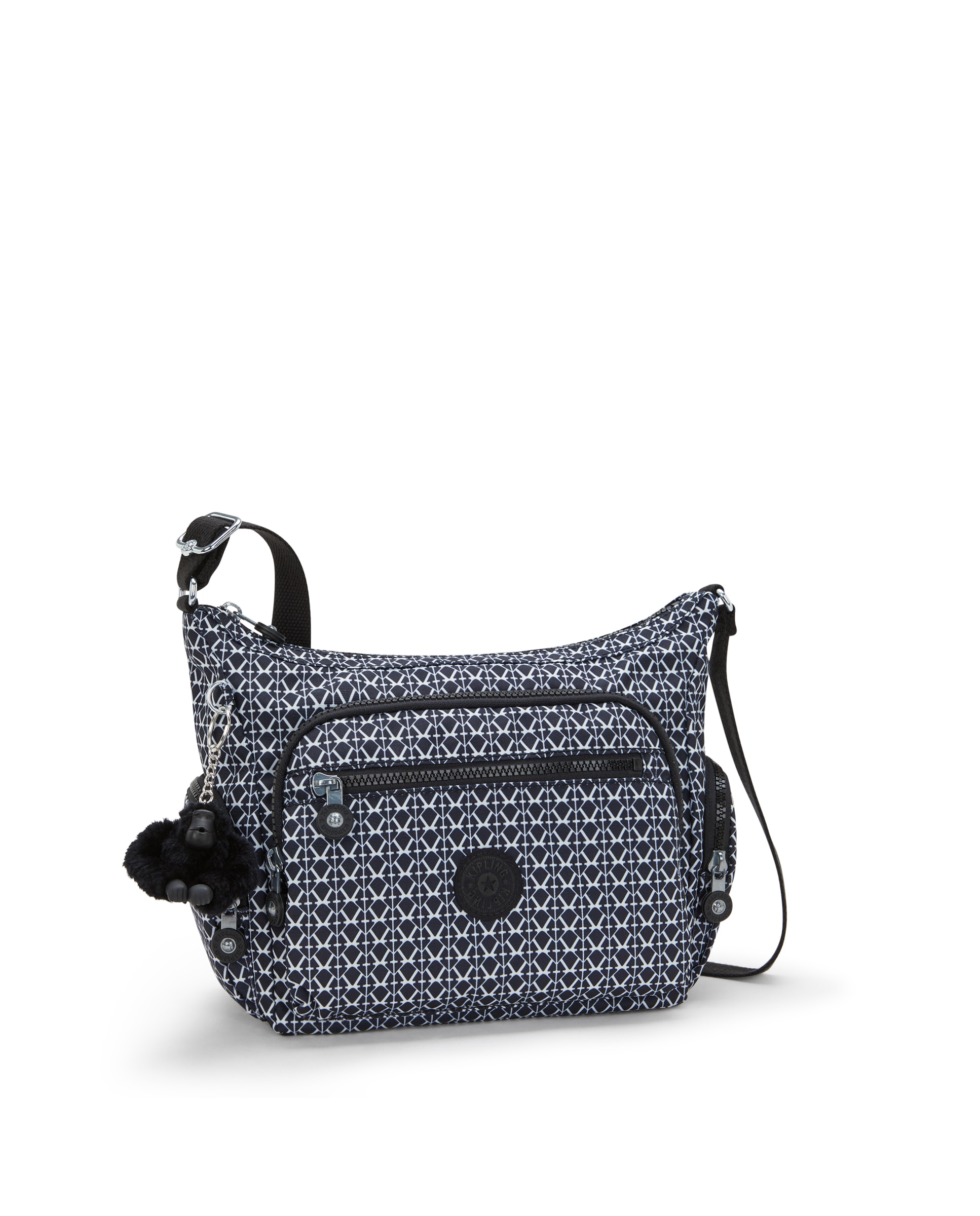 Bandolera de mujer pequeña Gabbie S con correa ajustable en negro estampado - Kipling - Negro / Blanco Negro / Blanco-4