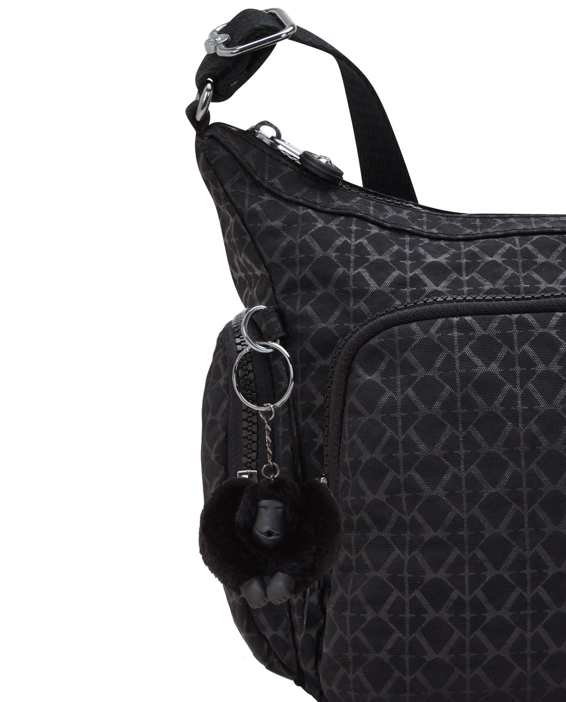 Bandolera de mujer mediana con cremallera y bolsillos exteriores - Kipling - Negro mate Negro mate-5