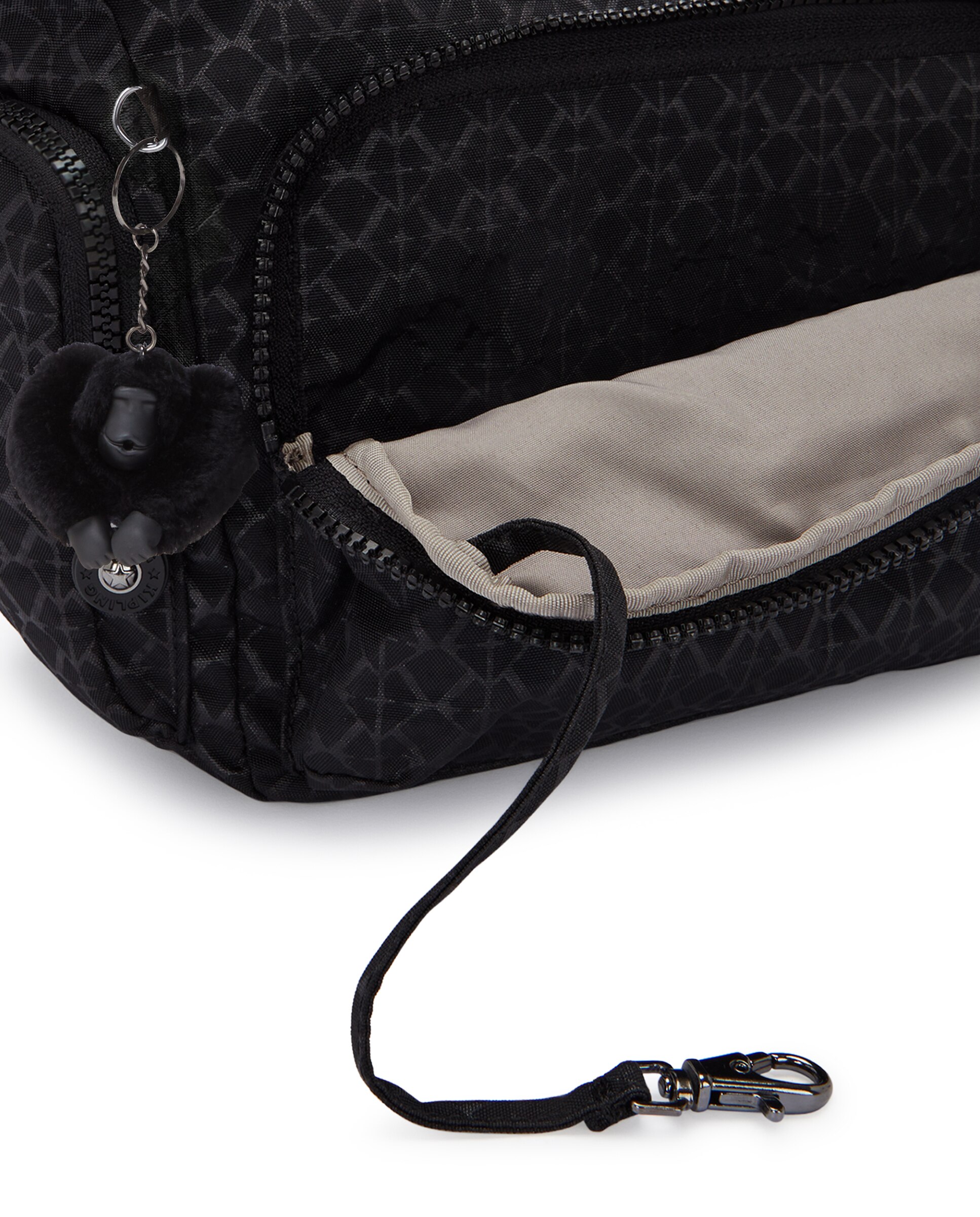 Bandolera de mujer mediana con cremallera y bolsillos exteriores - Kipling - Negro mate Negro mate-6