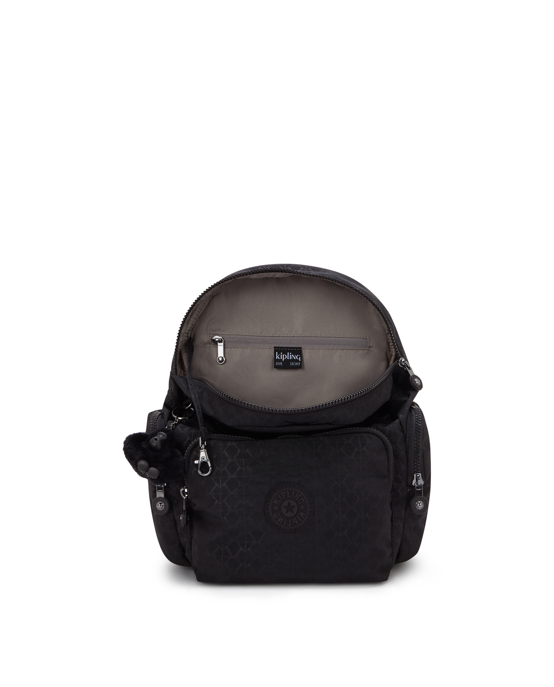 Mochila de mujer mediana son solapa - Kipling - Negro mate Negro mate-2