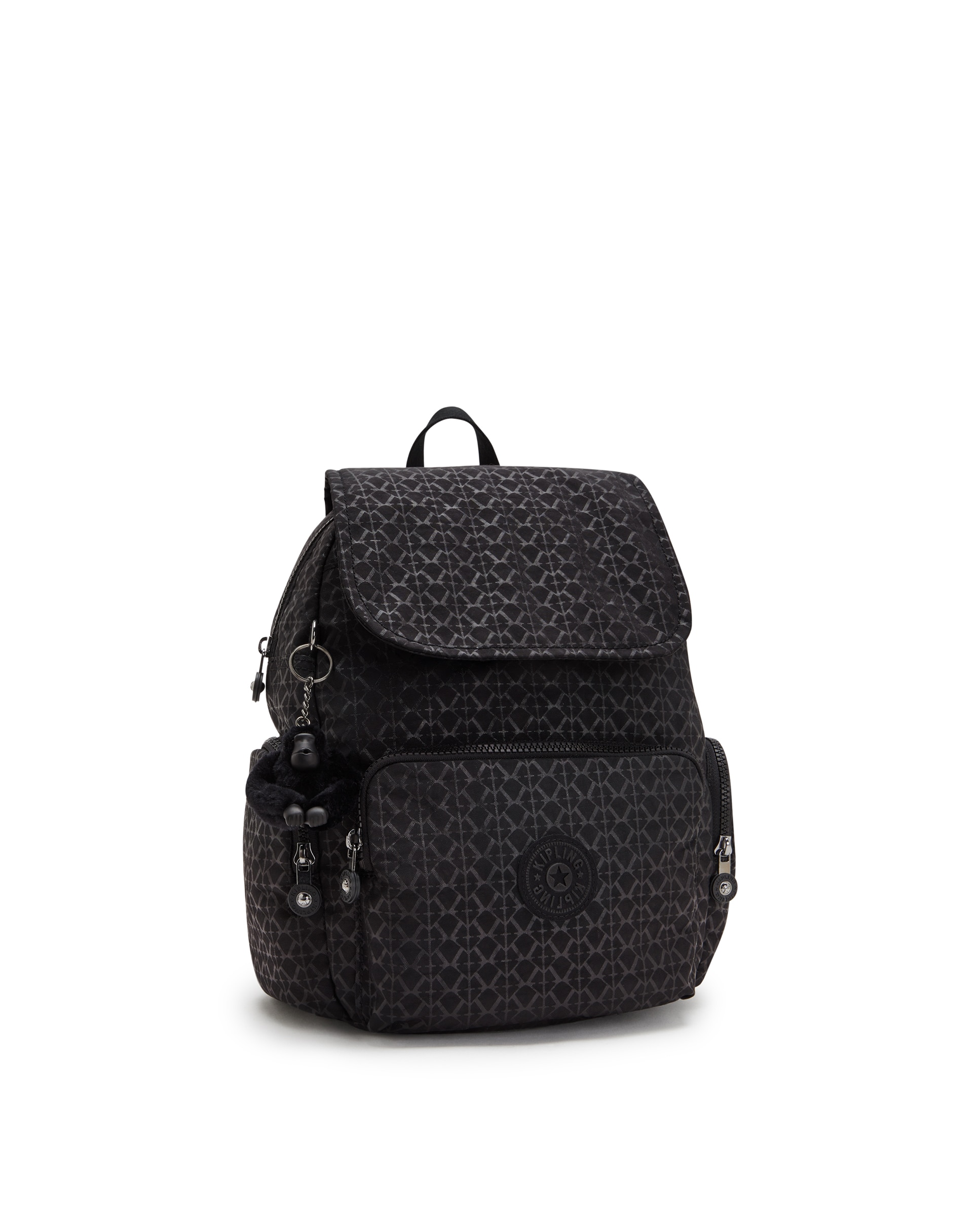 Mochila de mujer mediana son solapa - Kipling - Negro mate Negro mate-4