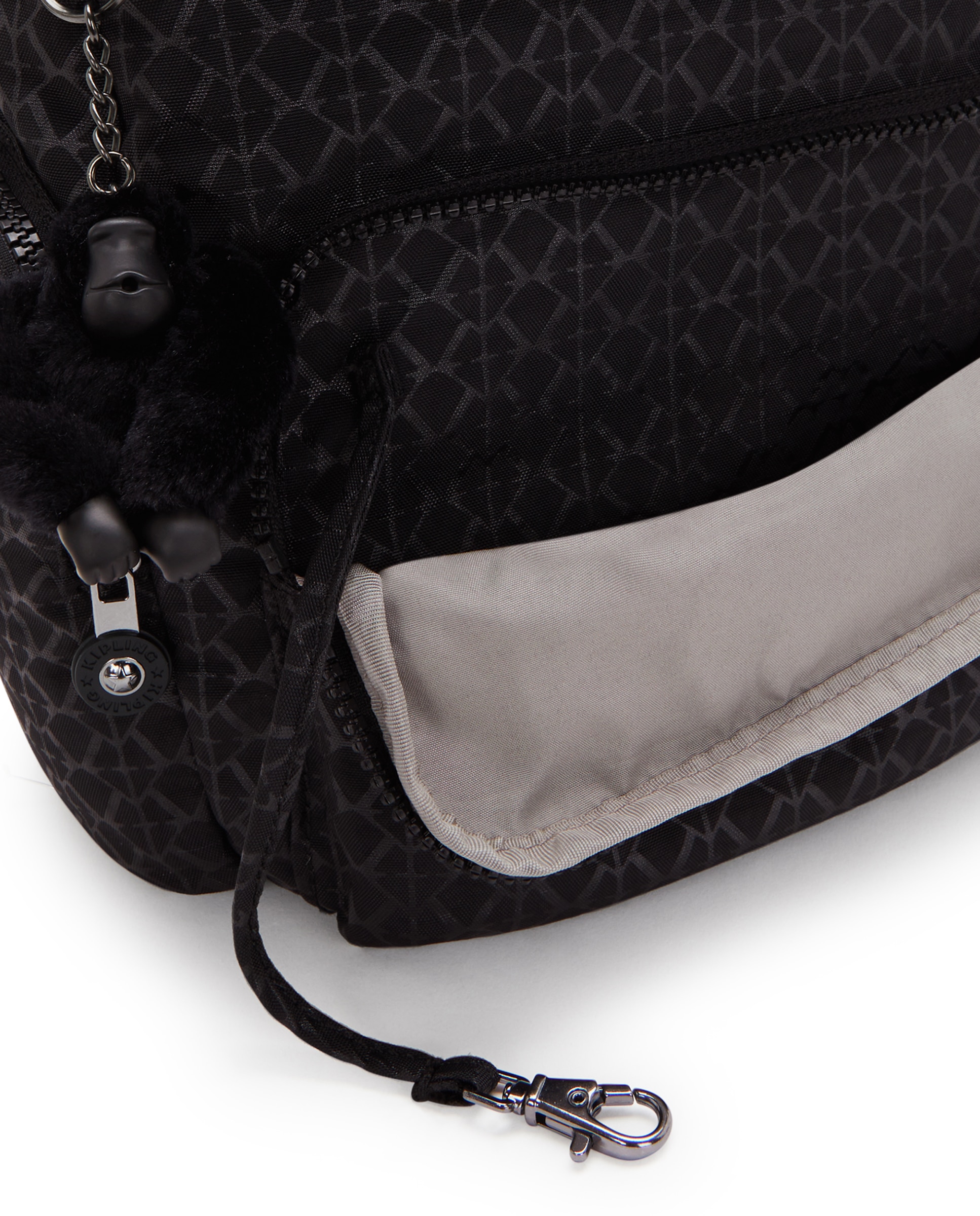 Mochila de mujer mediana son solapa - Kipling - Negro mate Negro mate-7