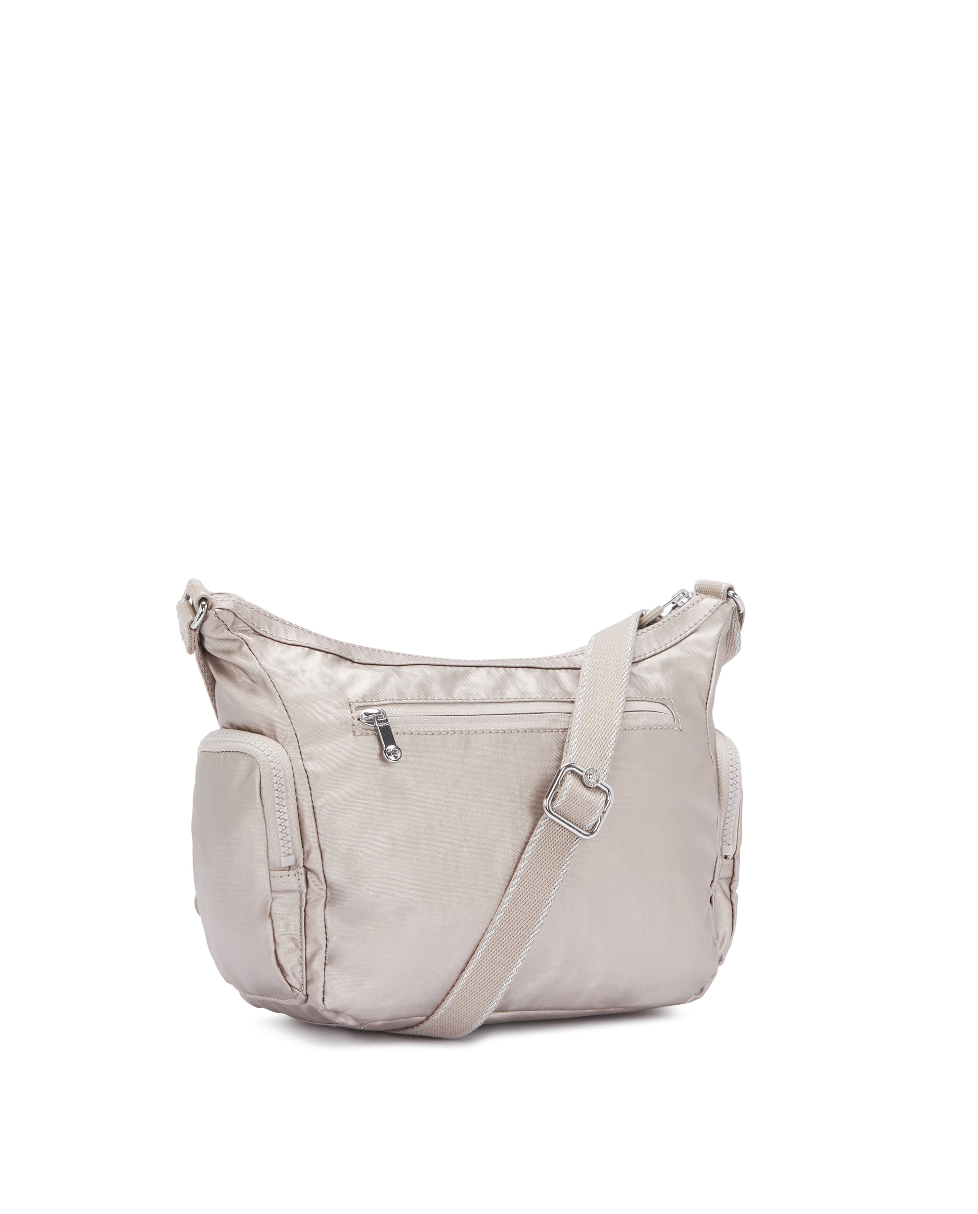Bandolera de mujer mediana con cremallera y bolsillos exteriores - Kipling - Gris claro Gris claro-4