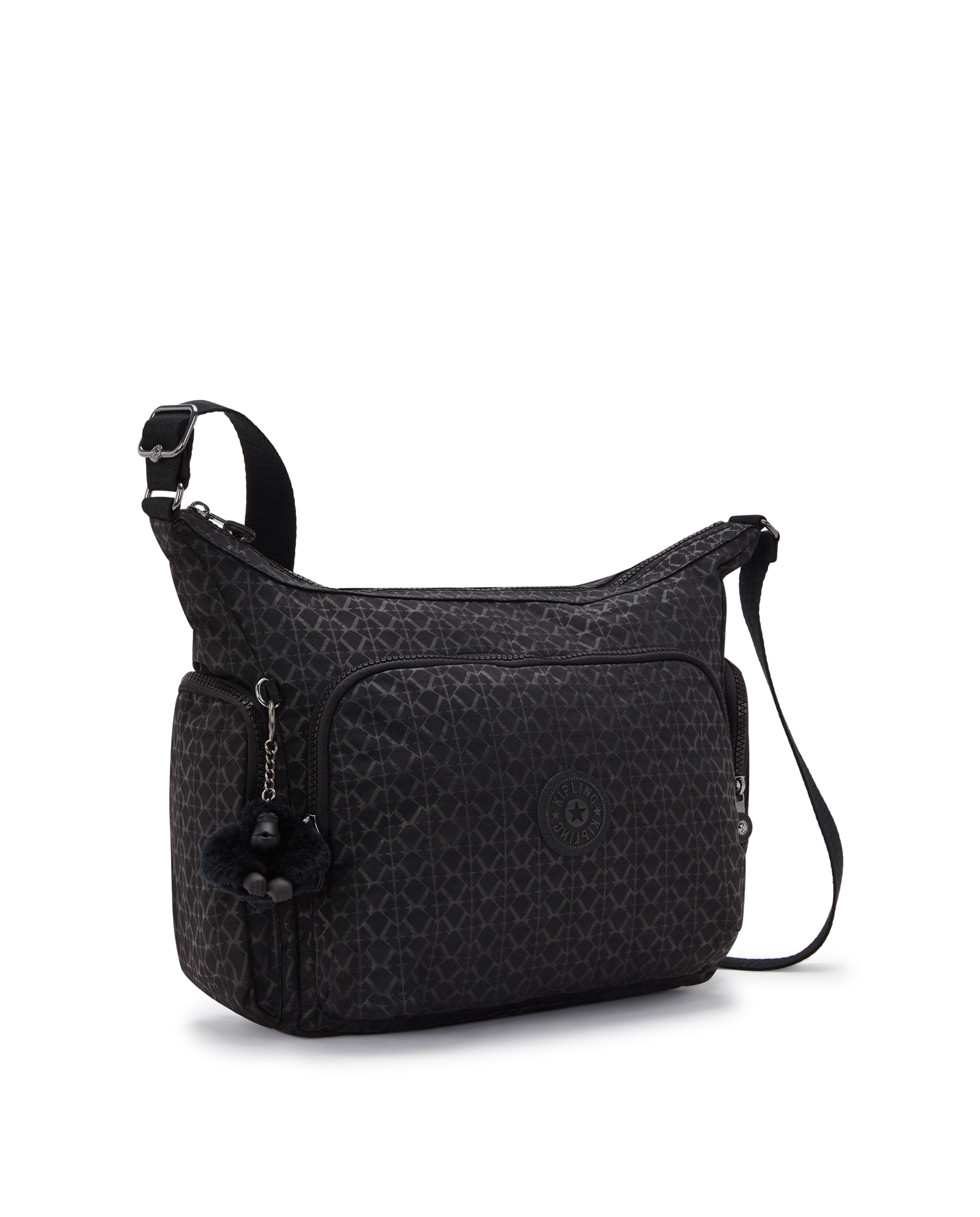 Bandolera de mujer grande con cremallera y bolsillos exteriores - Kipling - Negro mate Negro mate-4