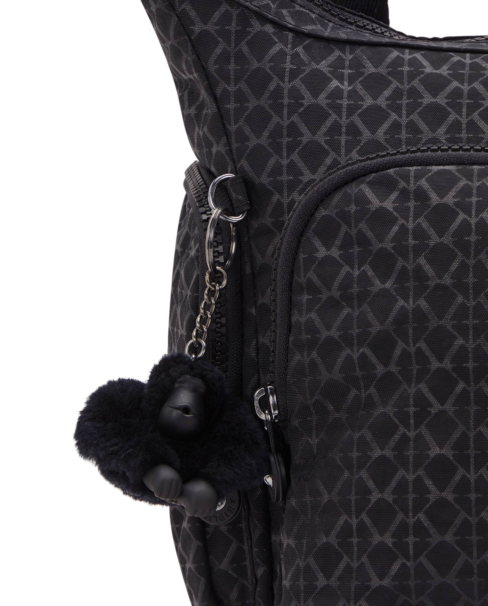 Bandolera de mujer grande con cremallera y bolsillos exteriores - Kipling - Negro mate Negro mate-5