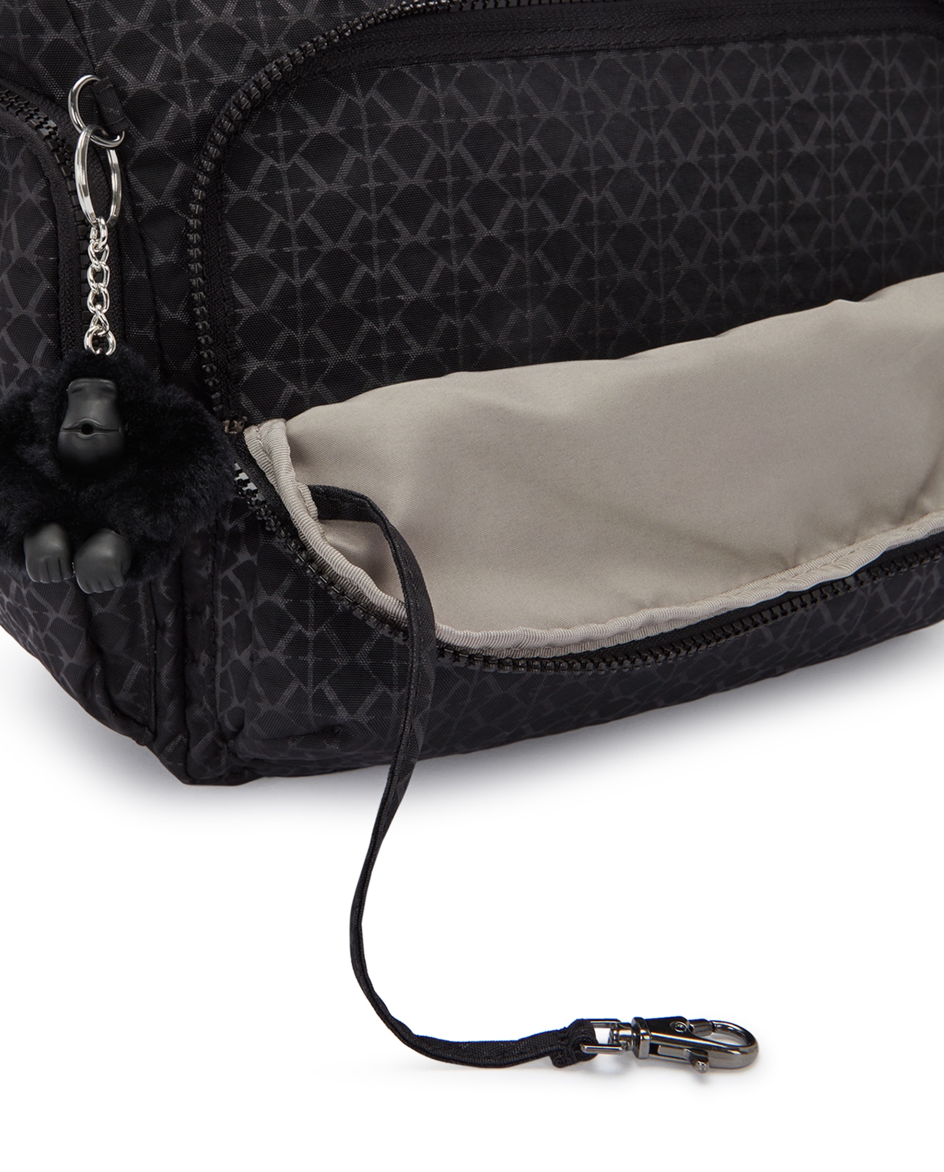 Bandolera de mujer grande con cremallera y bolsillos exteriores - Kipling - Negro mate Negro mate-6