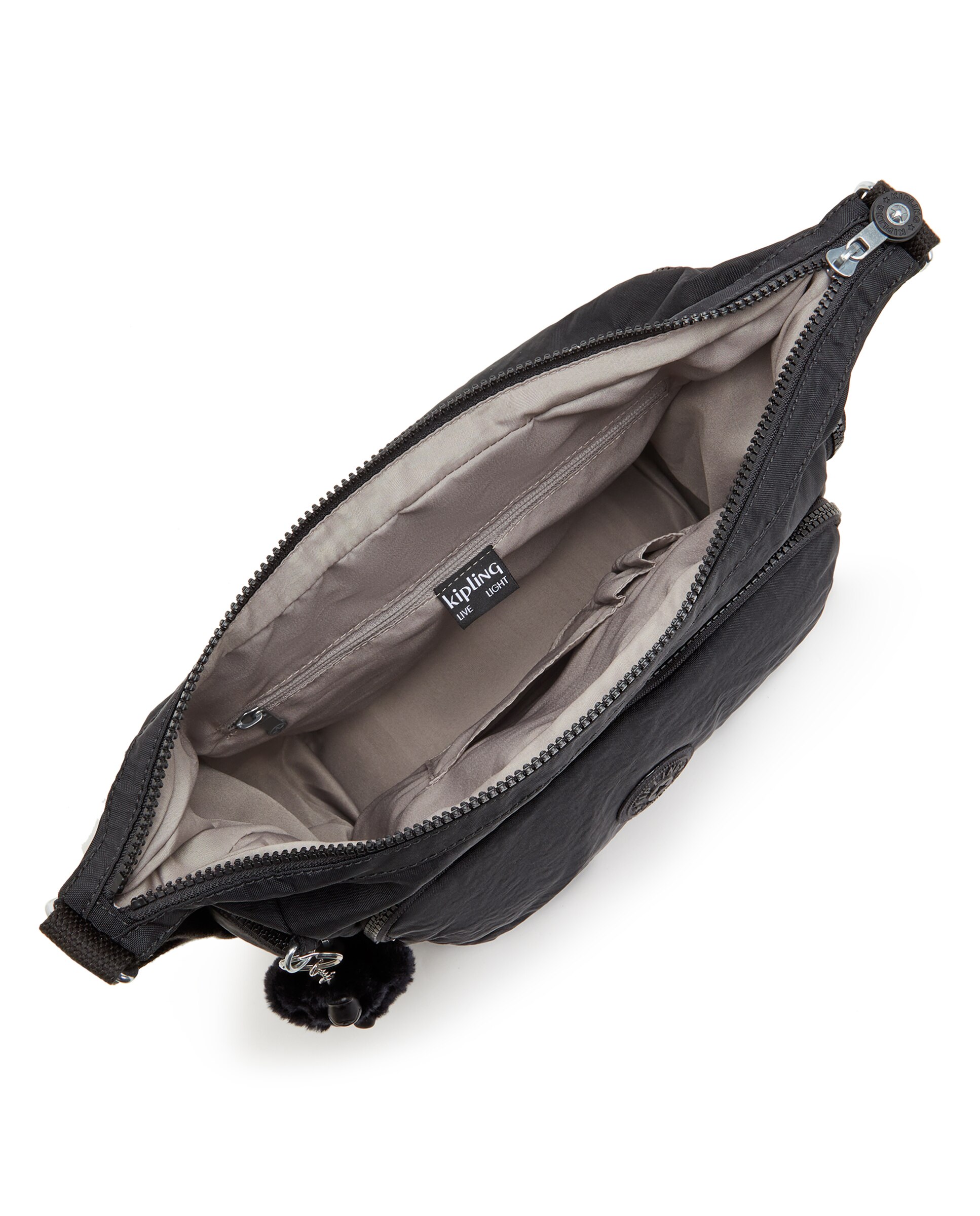 Bolso bandolera grande con correa ajustable - Kipling - Negro / Natural Negro-2