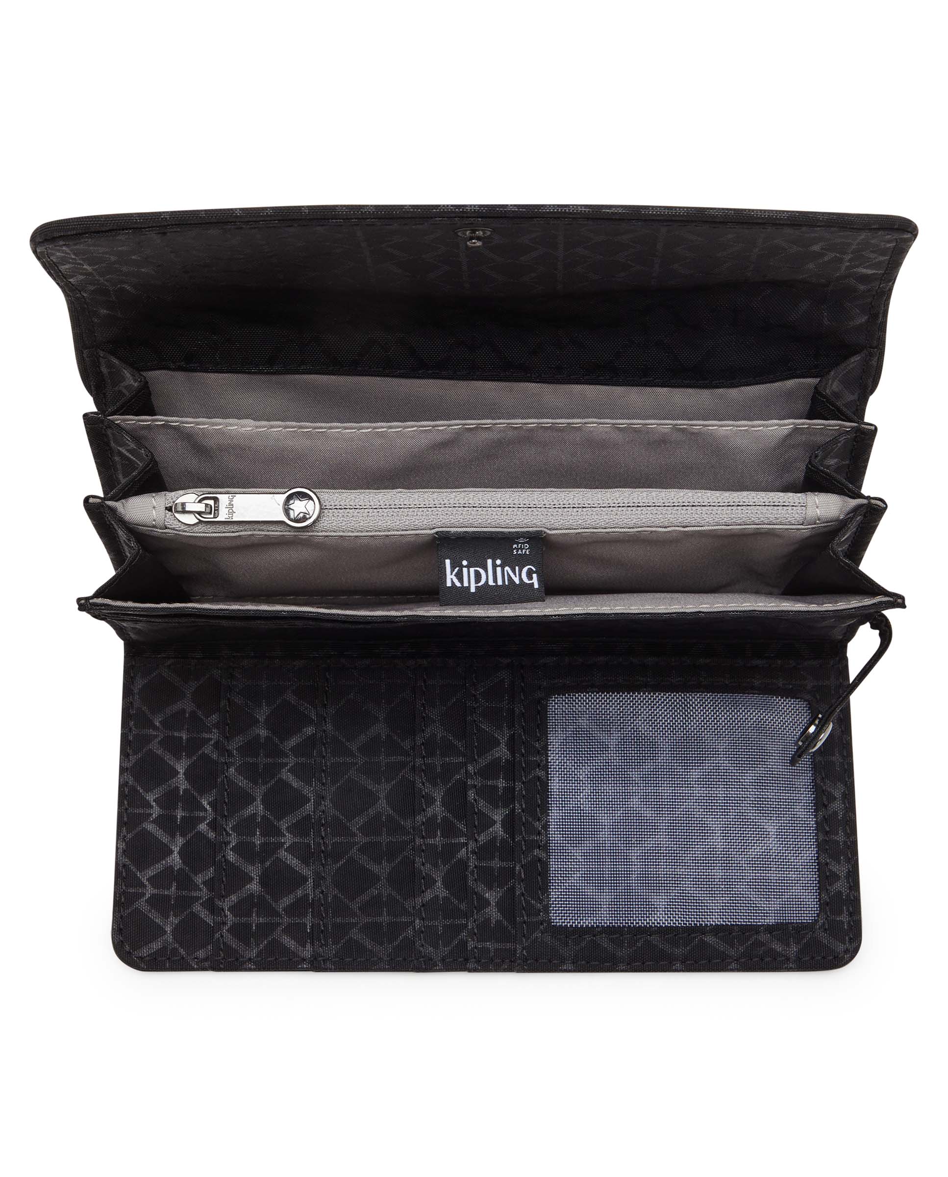 Cartera de mujer grande con solapa - Kipling - Negro mate Negro mate-2