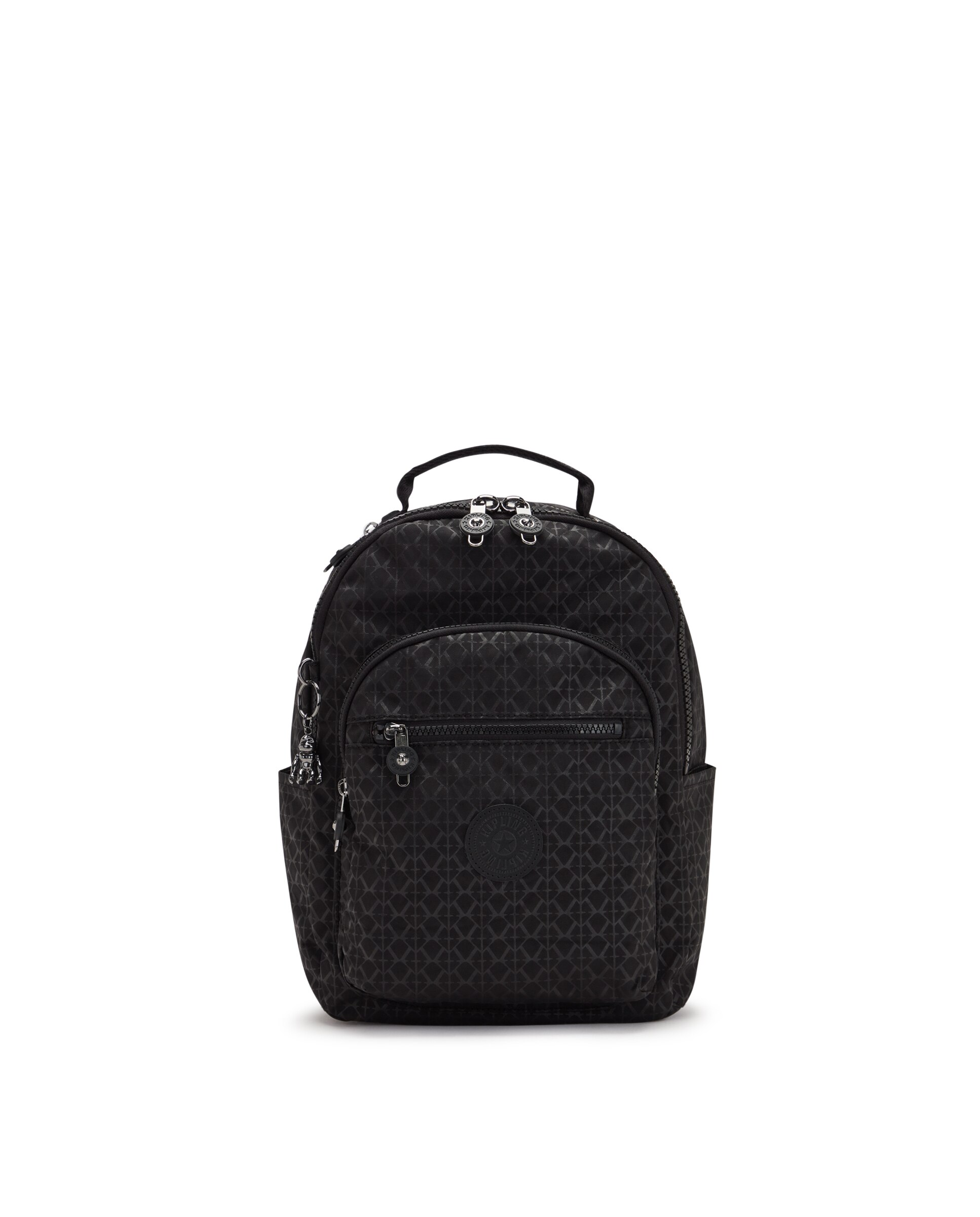 Mochila de mujer pequeña con cremallera y funda para tablet - Kipling - Negro mate Negro mate-1