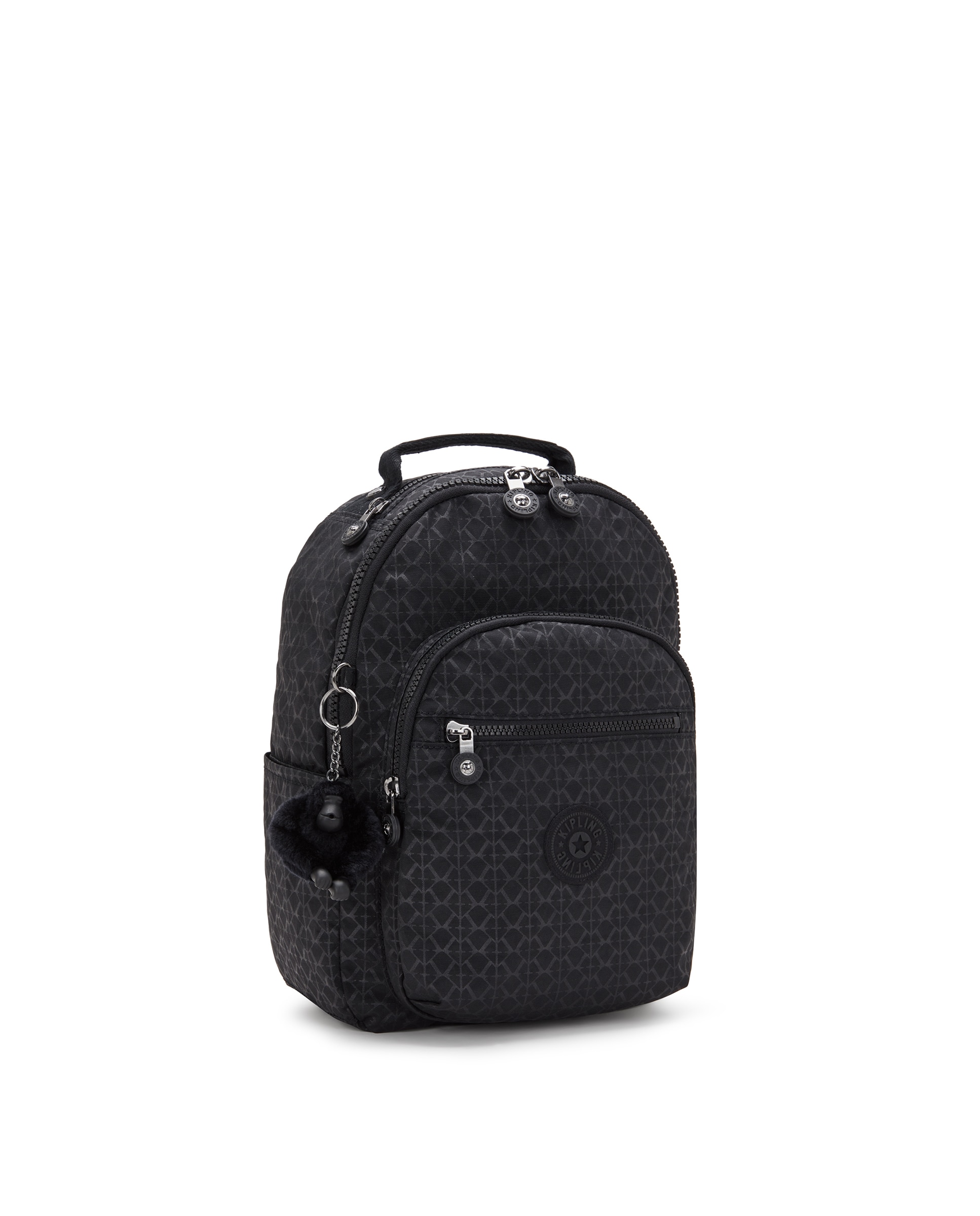 Mochila de mujer pequeña con cremallera y funda para tablet - Kipling - Negro mate Negro mate-4