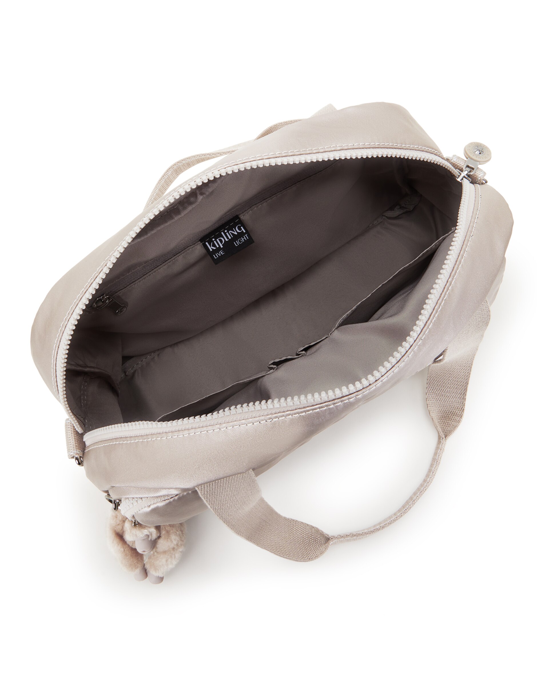 Bolso de hombro grande con bolsillos de cremallera y asa extraíble - Kipling - Gris claro Gris claro-3