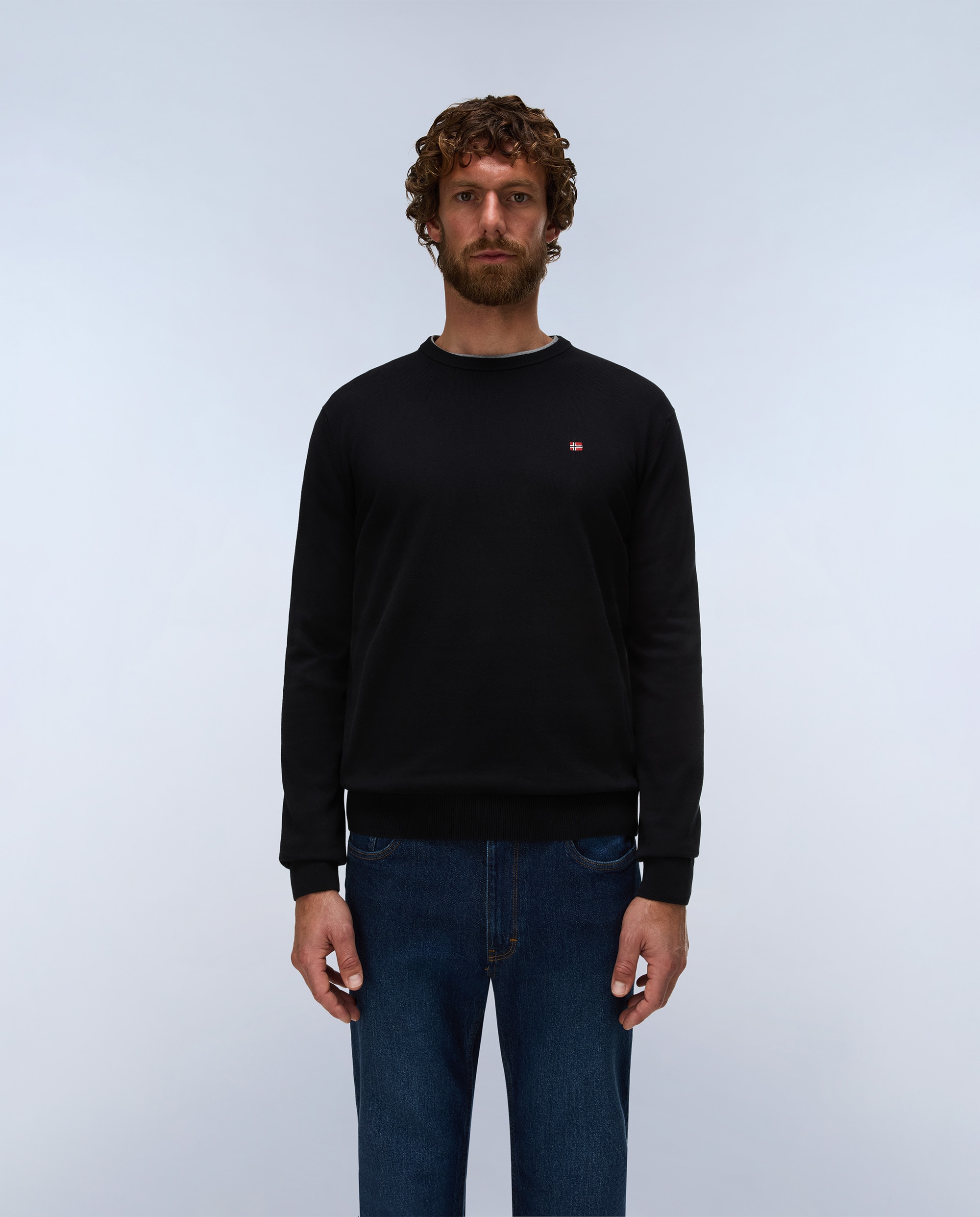 Jersey de algodón droz de hombre azul marino de cuello redondo - Napapijri - Negro Negro-1