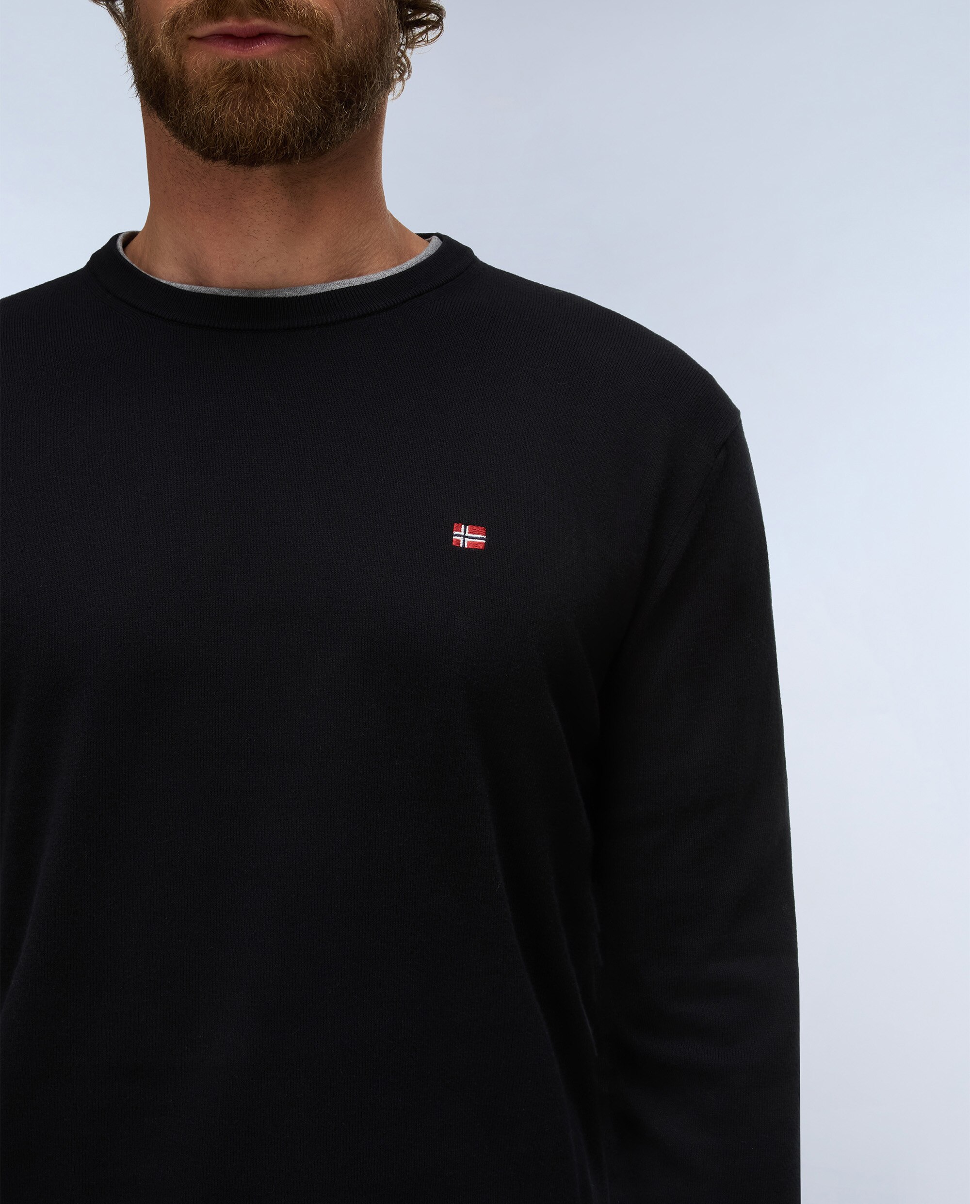Jersey de algodón droz de hombre azul marino de cuello redondo - Napapijri - Negro Negro-2