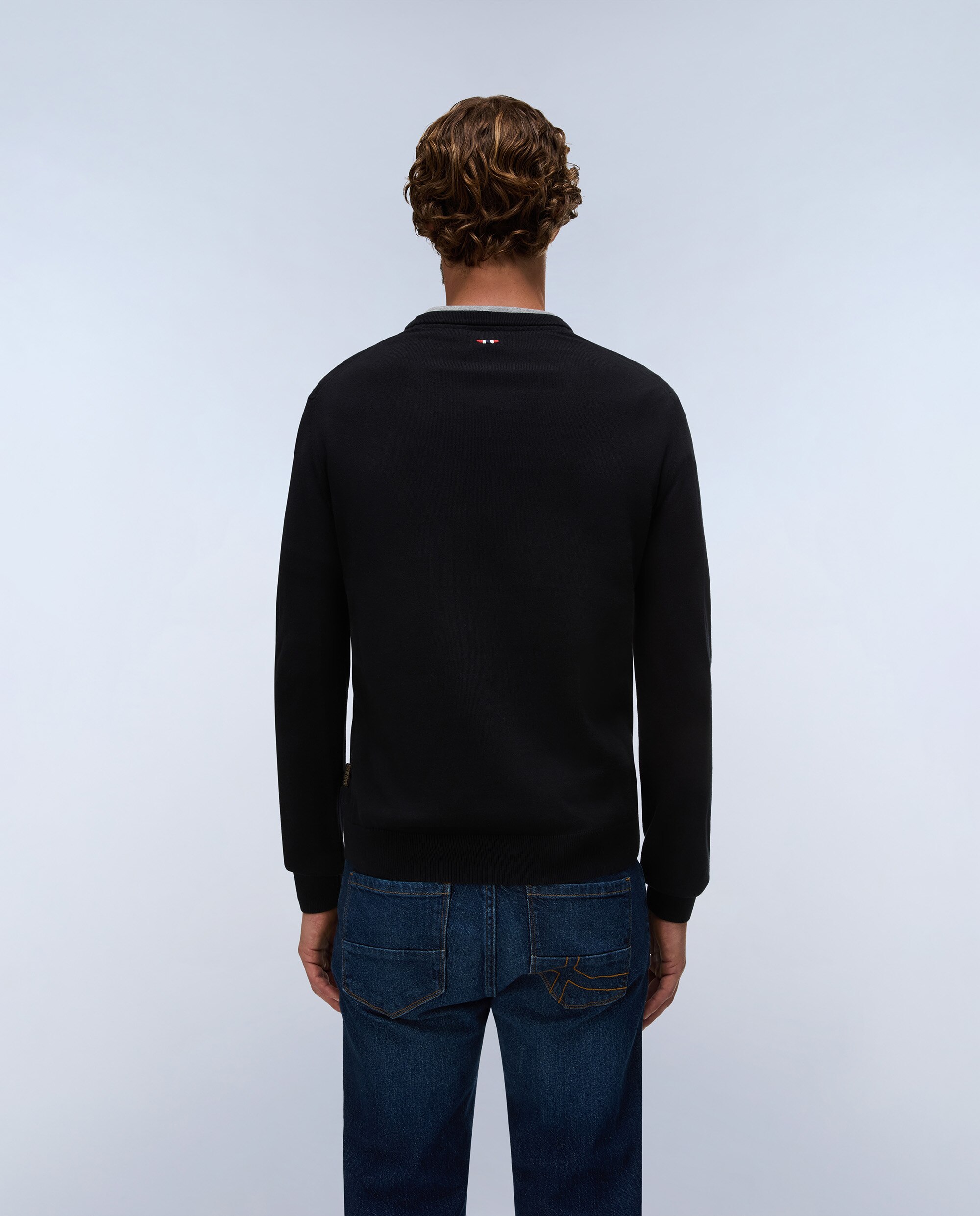 Jersey de algodón droz de hombre azul marino de cuello redondo - Napapijri - Negro Negro-3