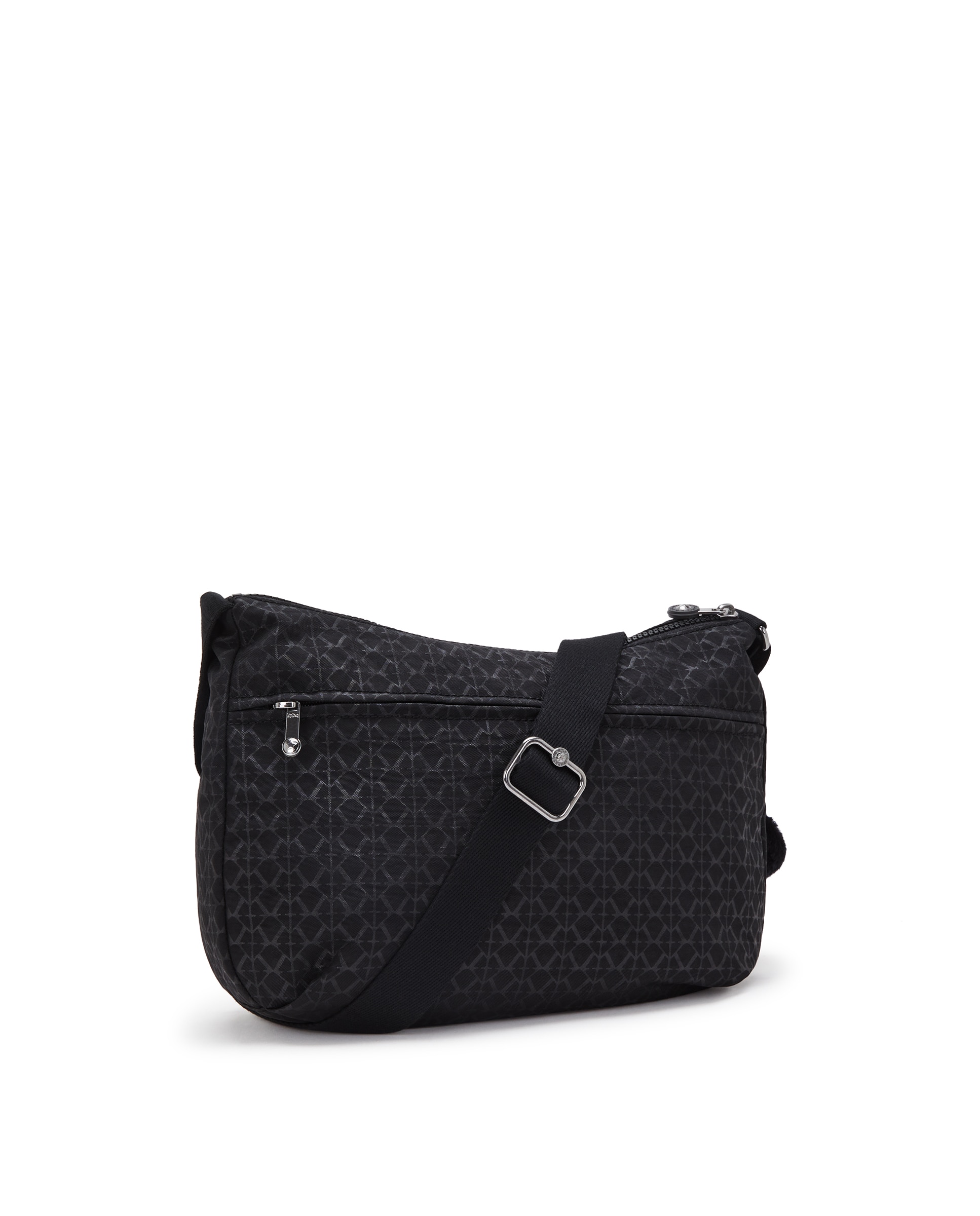 Bandolera de mujer mediana con múltiples bolsillos y llavero - Kipling - Negro mate Negro mate-3