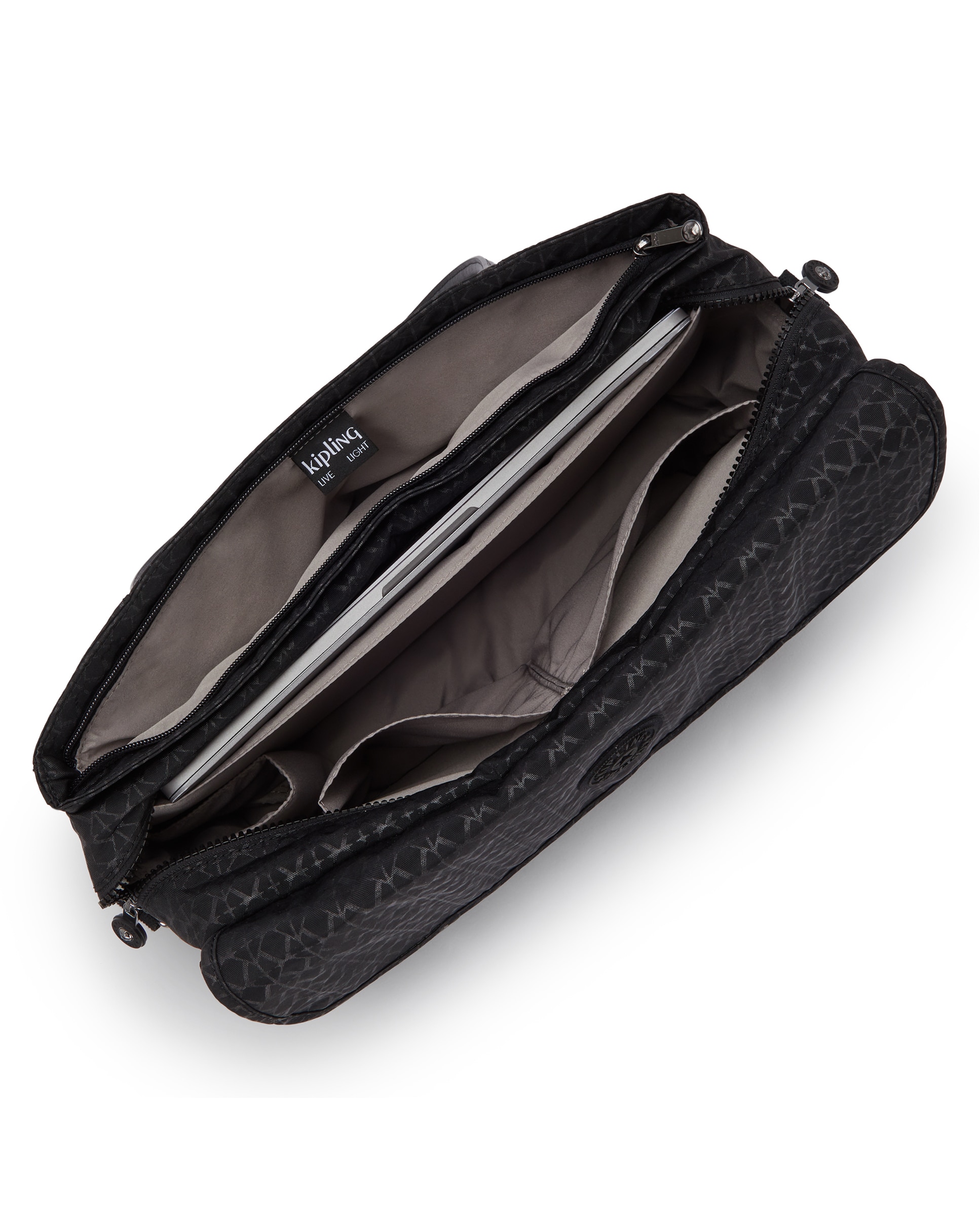 Bolso portadocumentos pequeño con compartimento para portátil - Kipling - Negro mate Negro mate-2