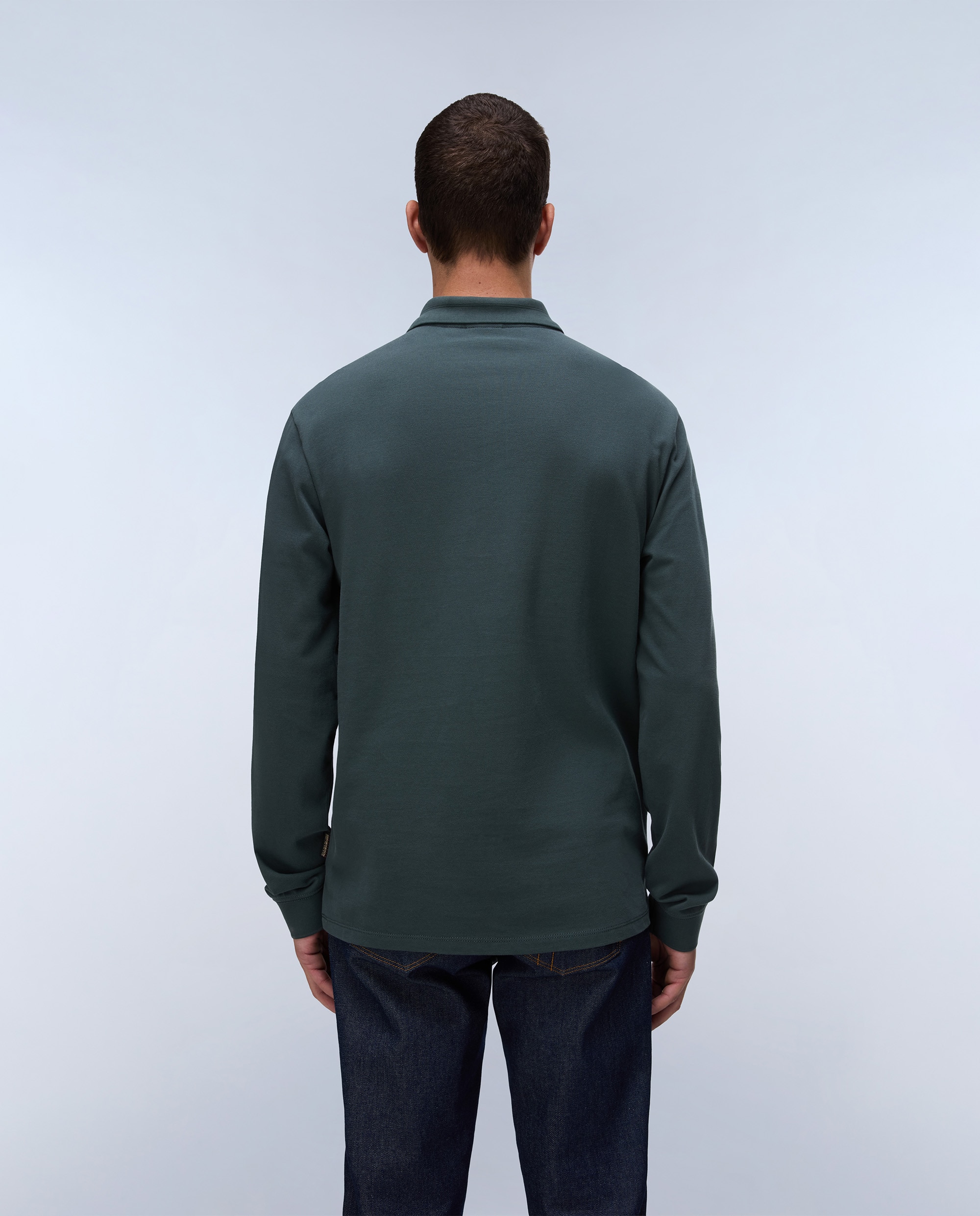 Polo de piqué de hombre de manga larga - Napapijri - Verde grisáceo Verde grisáceo-3