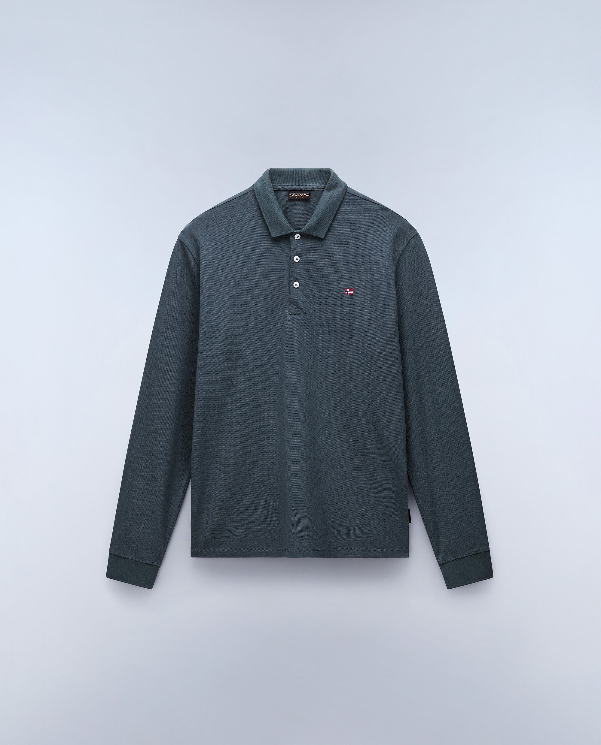 Polo de piqué de hombre de manga larga - Napapijri - Verde grisáceo Verde grisáceo-5