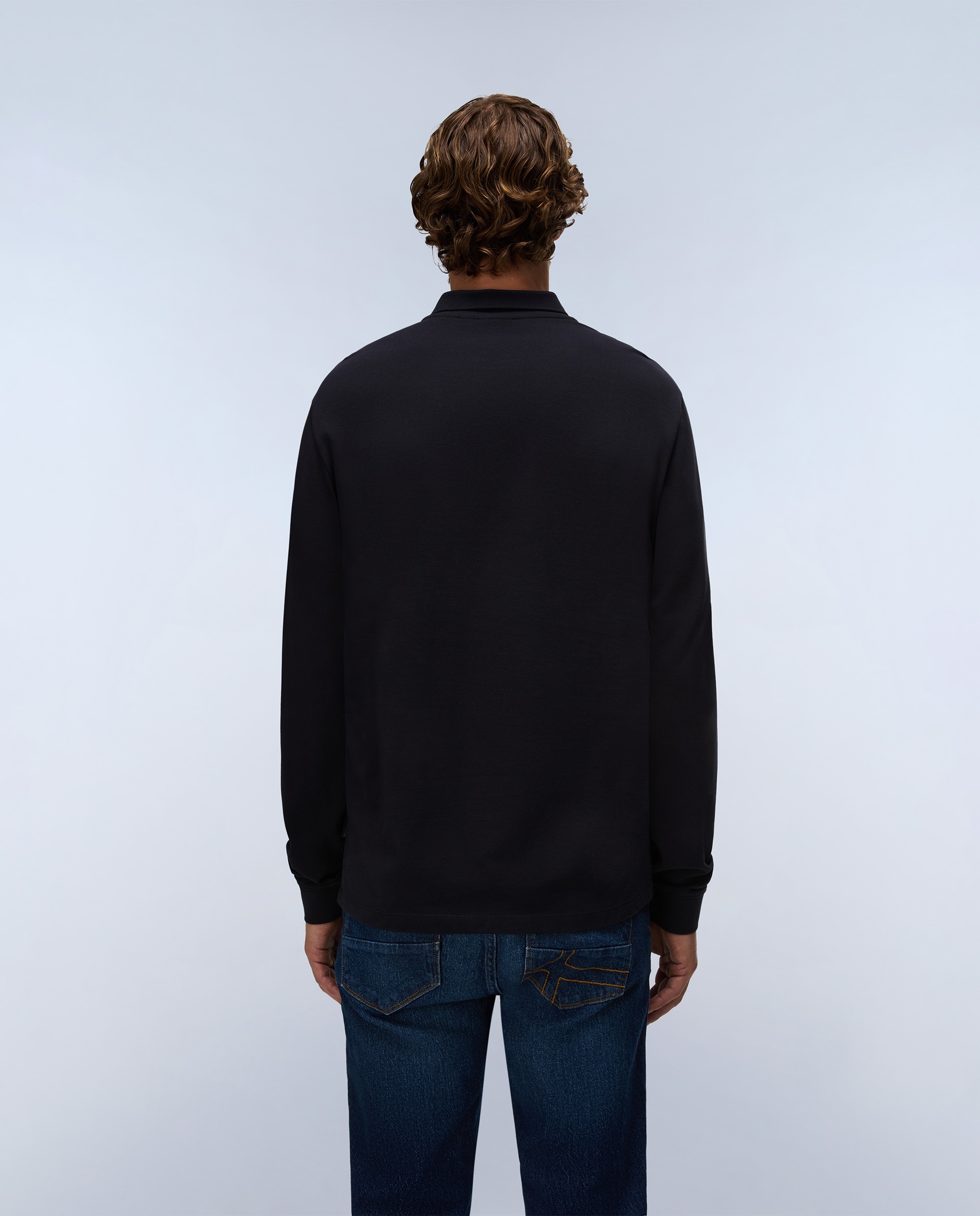 Polo de piqué de hombre de manga larga - Napapijri - Negro Negro-2