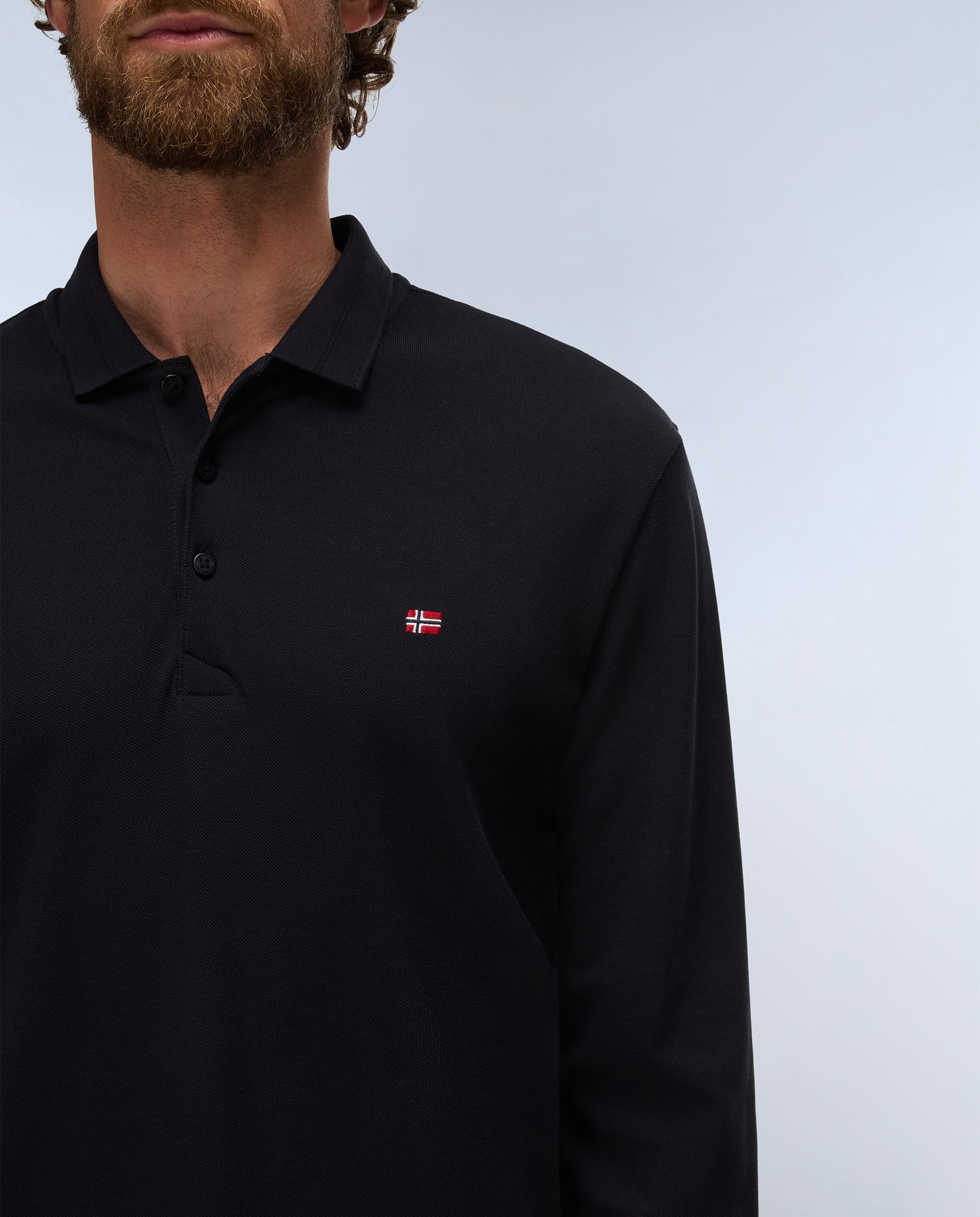 Polo de piqué de hombre de manga larga - Napapijri - Negro Negro-3
