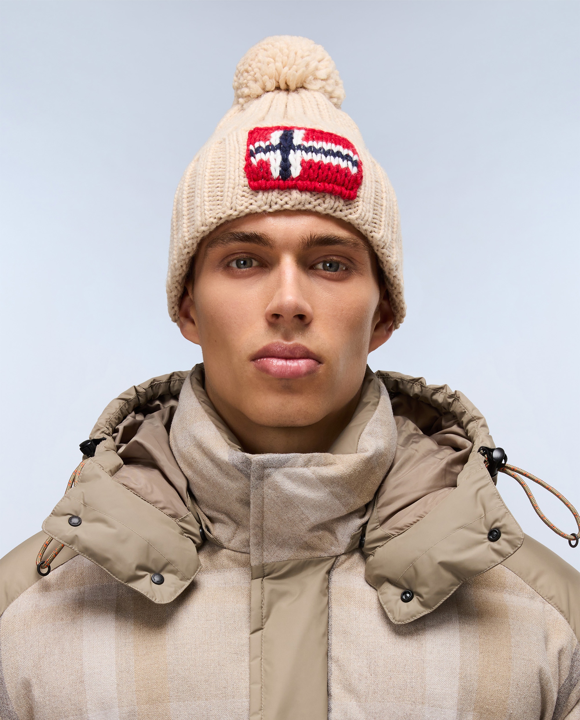 Gorro unisex semiury 5 con logo frontal - Napapijri - Beige Beige-1