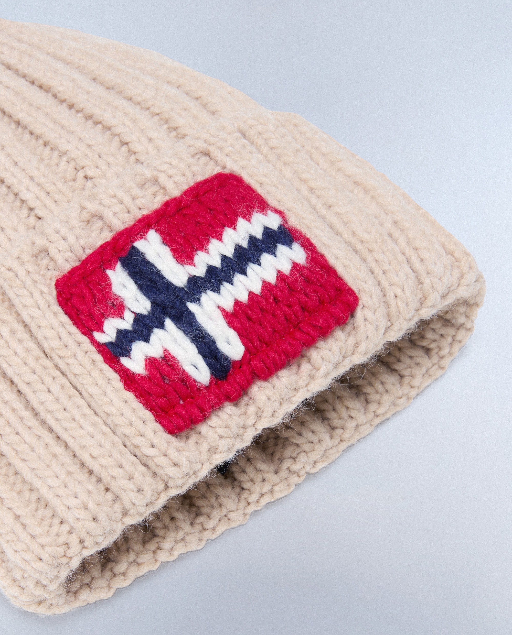 Gorro unisex semiury 5 con logo frontal - Napapijri - Beige Beige-4