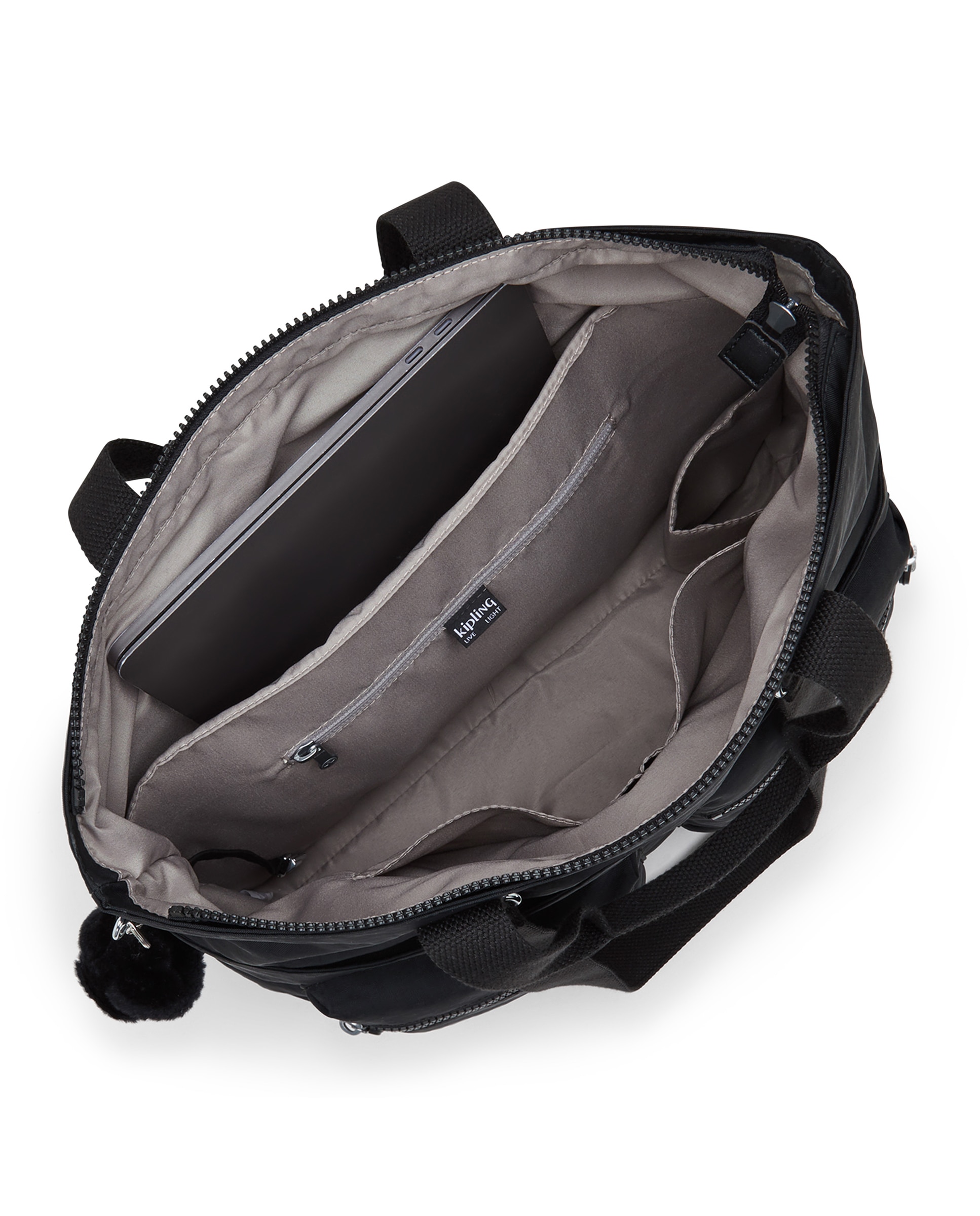Shopper con compartimento para portátil y bolsillos exteriores - Kipling - Negro Negro-3