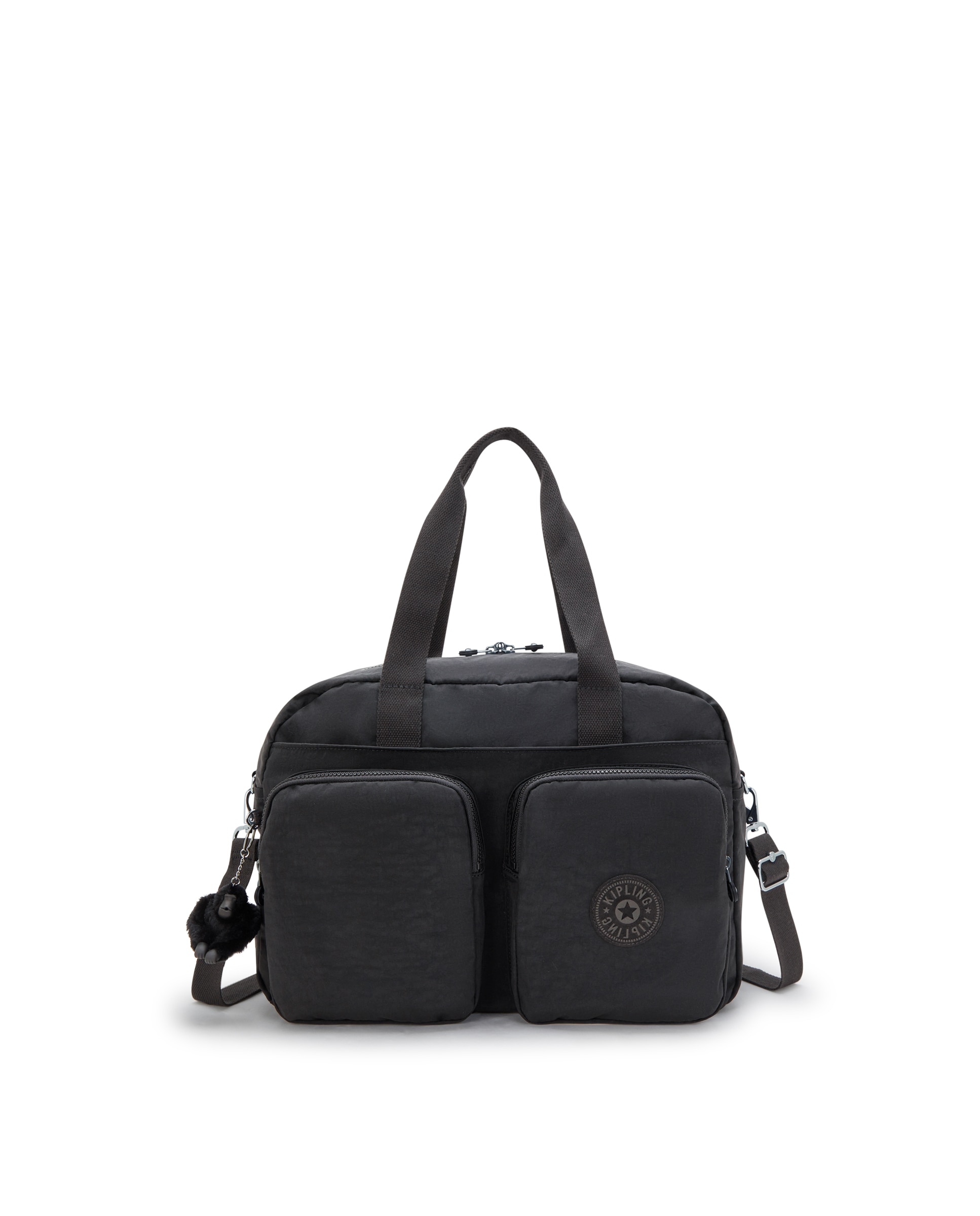 Bolso de hombro mediano con bolsillos de cremallera y compartimento para portátil - Kipling - Negro Negro-1