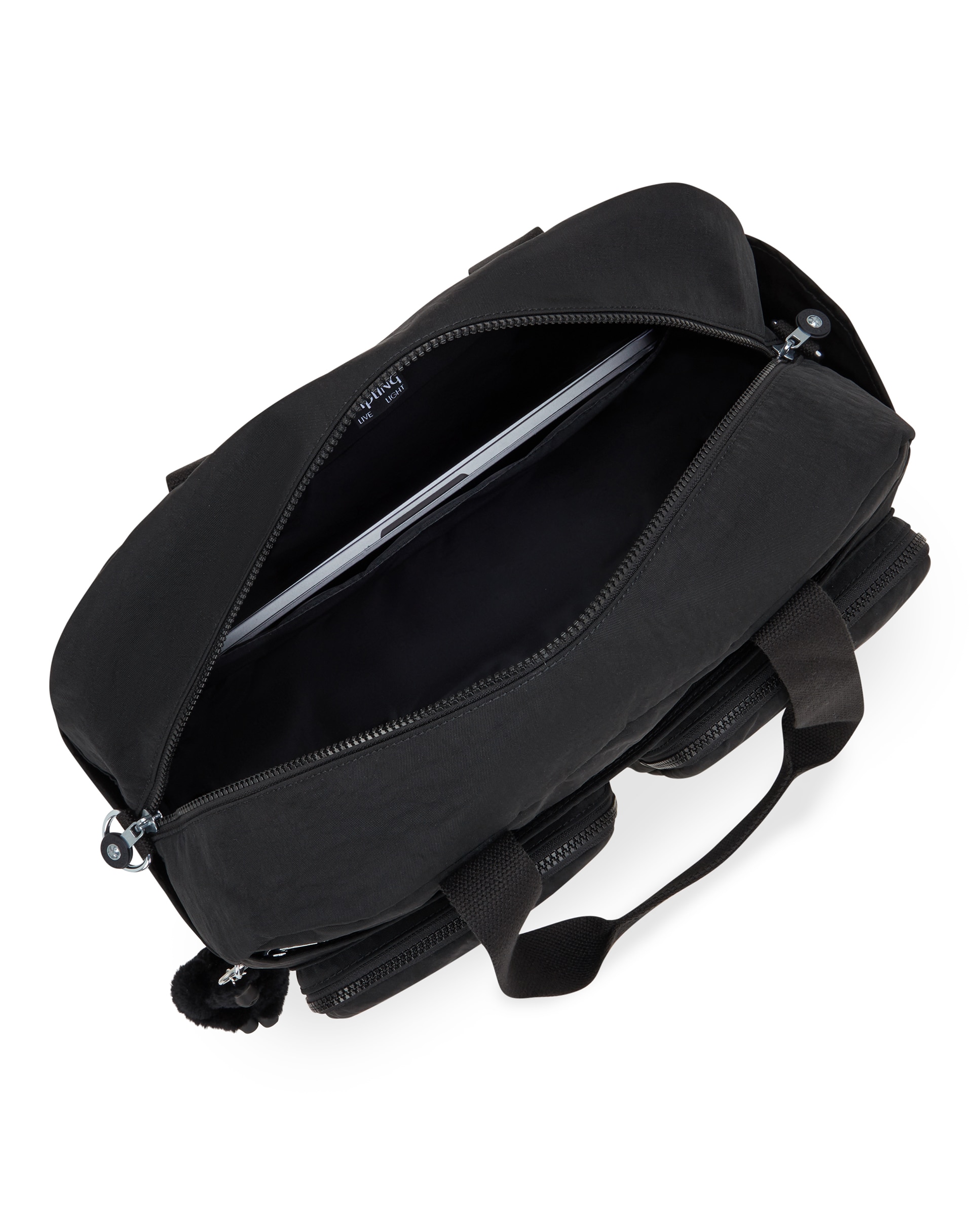 Bolso de hombro mediano con bolsillos de cremallera y compartimento para portátil - Kipling - Negro Negro-4