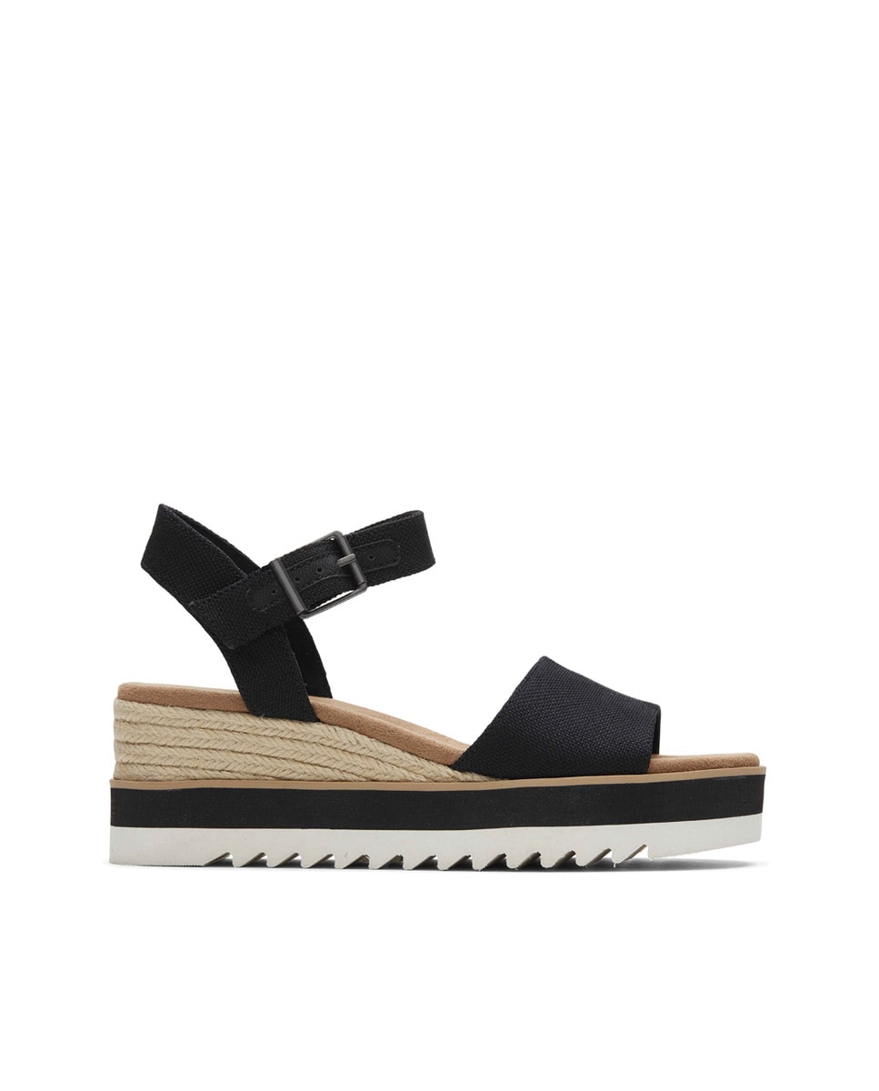 Sandalias de cuñade mujer diana de lona y hebilla - Toms - Negro Negro-1