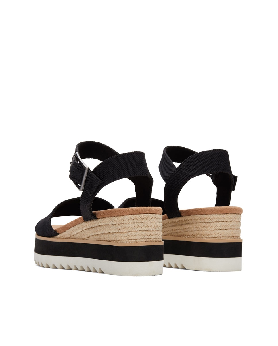 Sandalias de cuñade mujer diana de lona y hebilla - Toms - Negro Negro-2