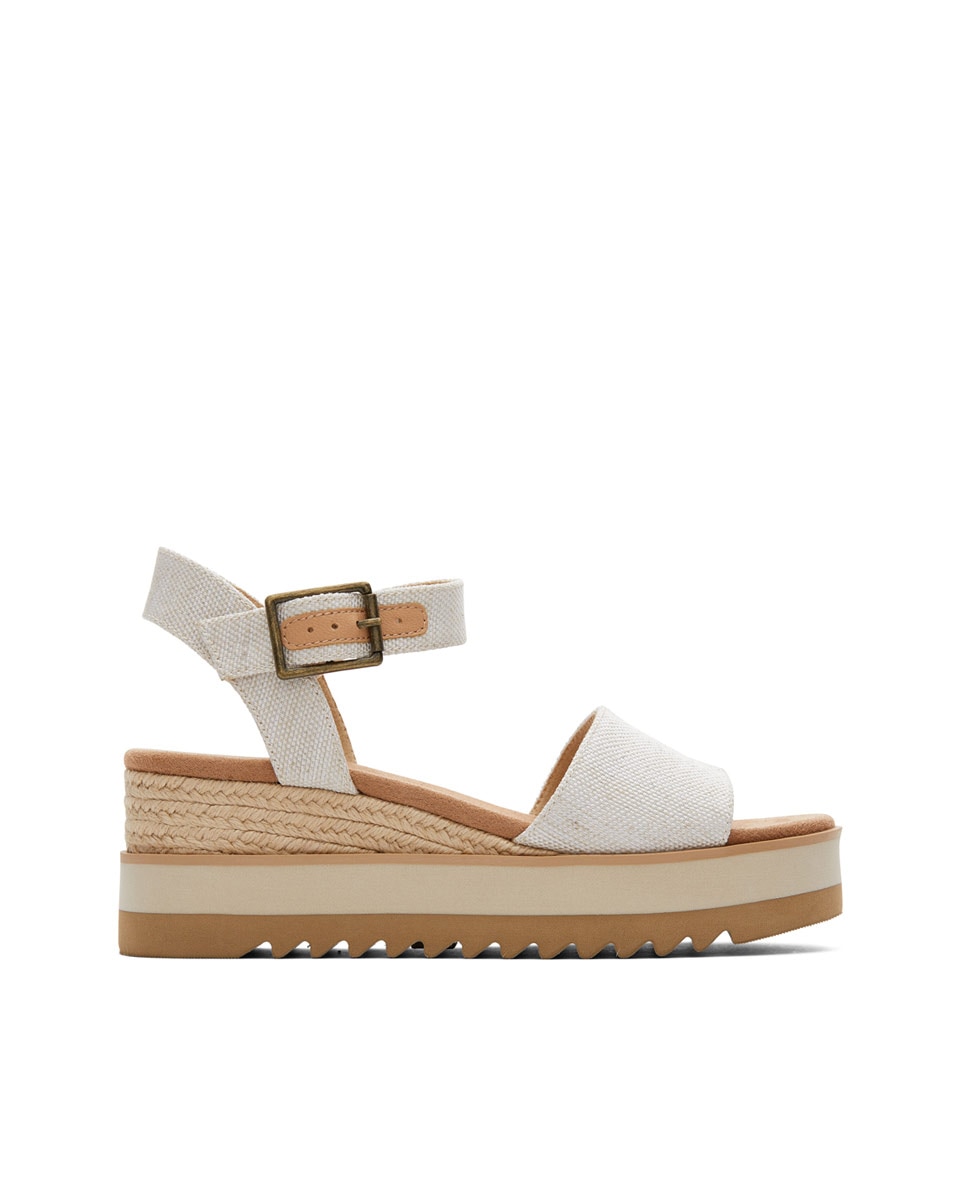 Sandalias de cuñade mujer diana de lona y hebilla - Toms - Blanco Blanco-1
