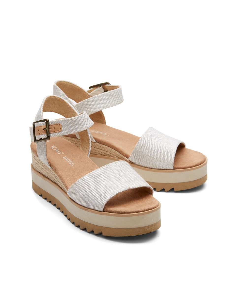 Sandalias de cuñade mujer diana de lona y hebilla - Toms - Blanco Blanco-2