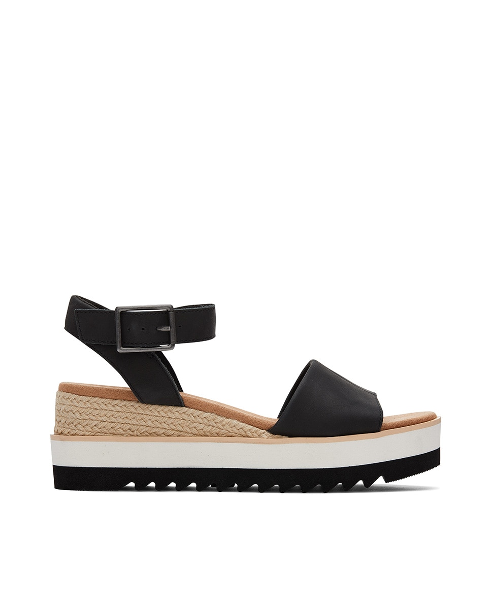 Sandalias de cuña de mujer diana de piel y hebilla - Toms - Negro Negro-1